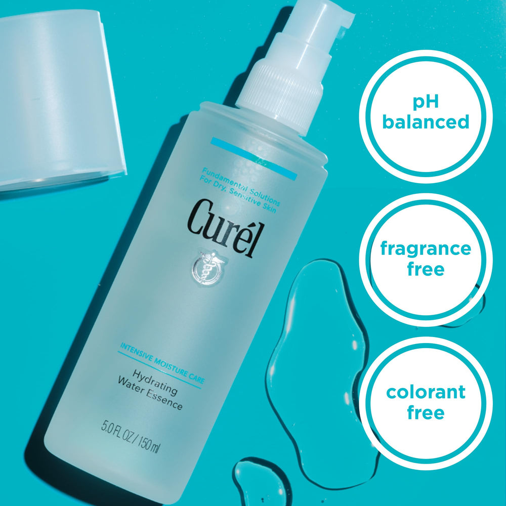 Curel dispensing a few droplets into hand for easy pre-moisturizing step and quick absorption