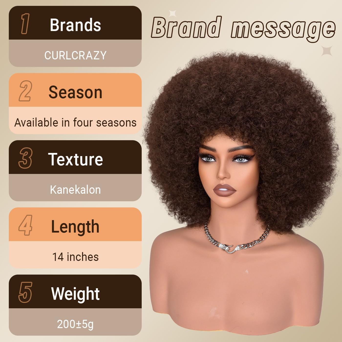 CURLCRAZY close-up of kinky curly texture for realistic natural appearance