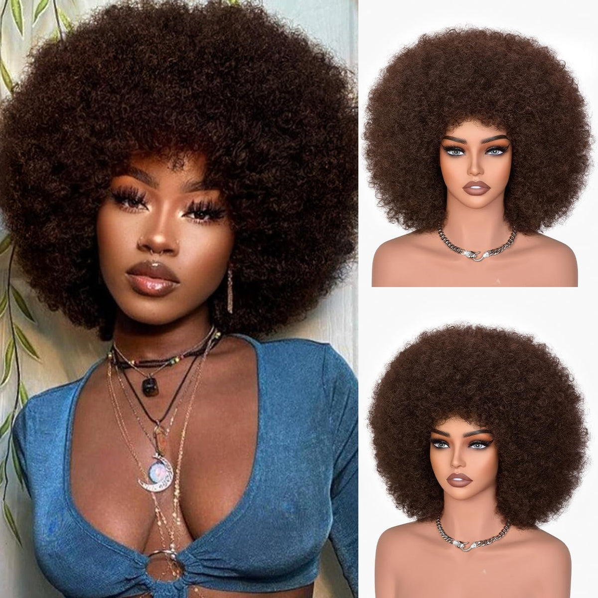 CURLCRAZY front view afro wig showing full volume and instant style boost