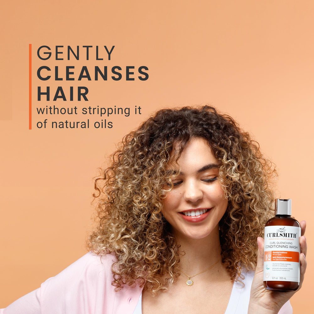 CURLSMITH before and after showing softer, more defined curls after use
