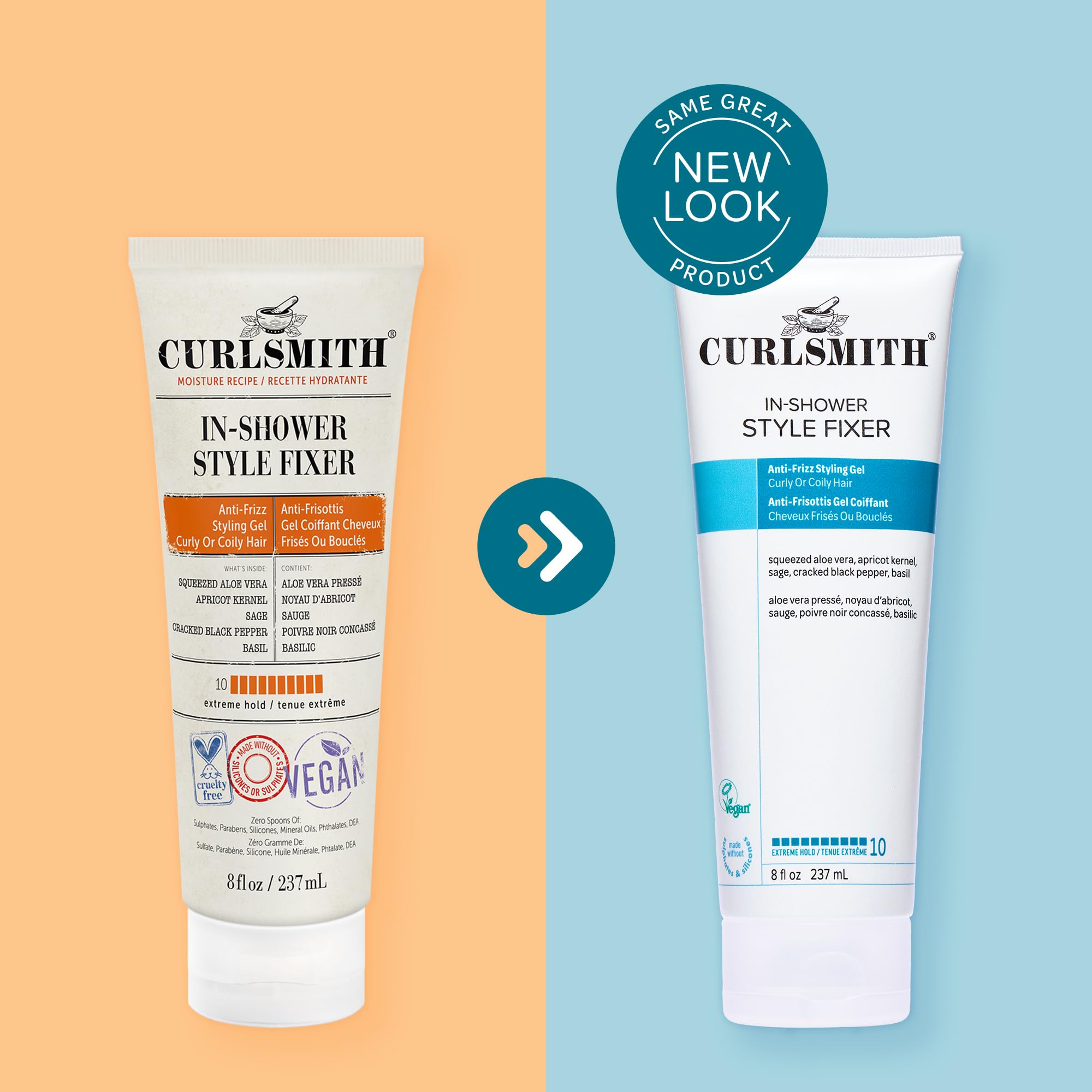 CURLSMITH before and after comparison showing improved curl definition