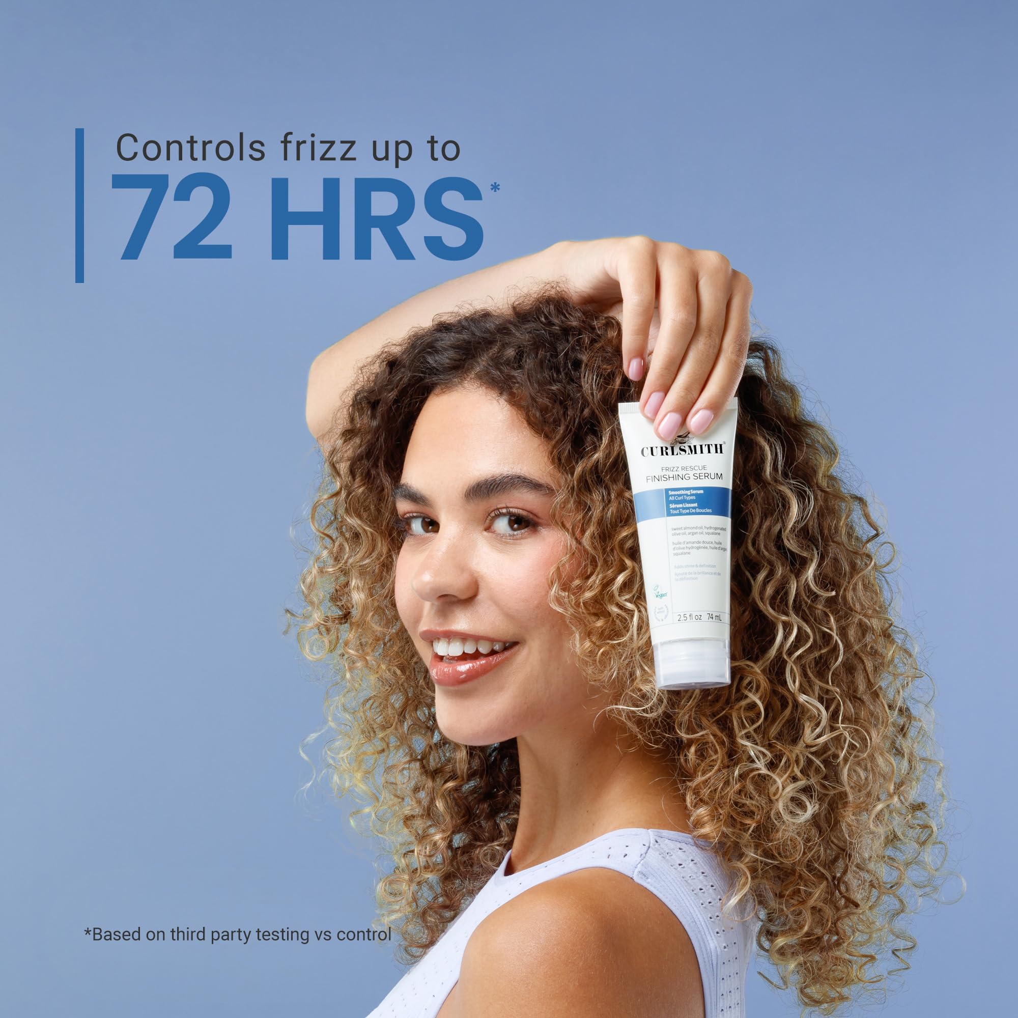 CURLSMITH applied to wavy hair delivering smooth shine and control