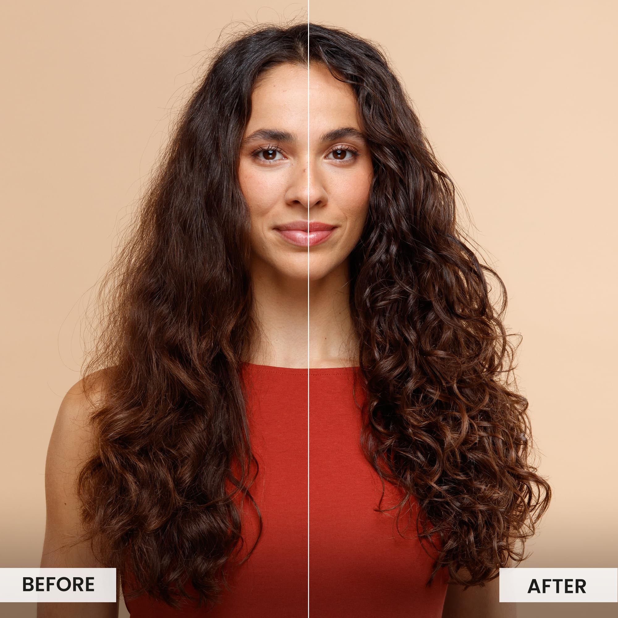 CURLSMITH conditioner being poured on hand illustrating manageable dosing and smooth application