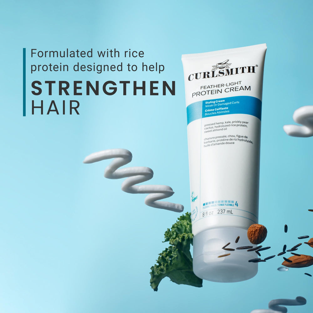 CURLSMITH styling setup in bathroom showing easy daily routine benefit