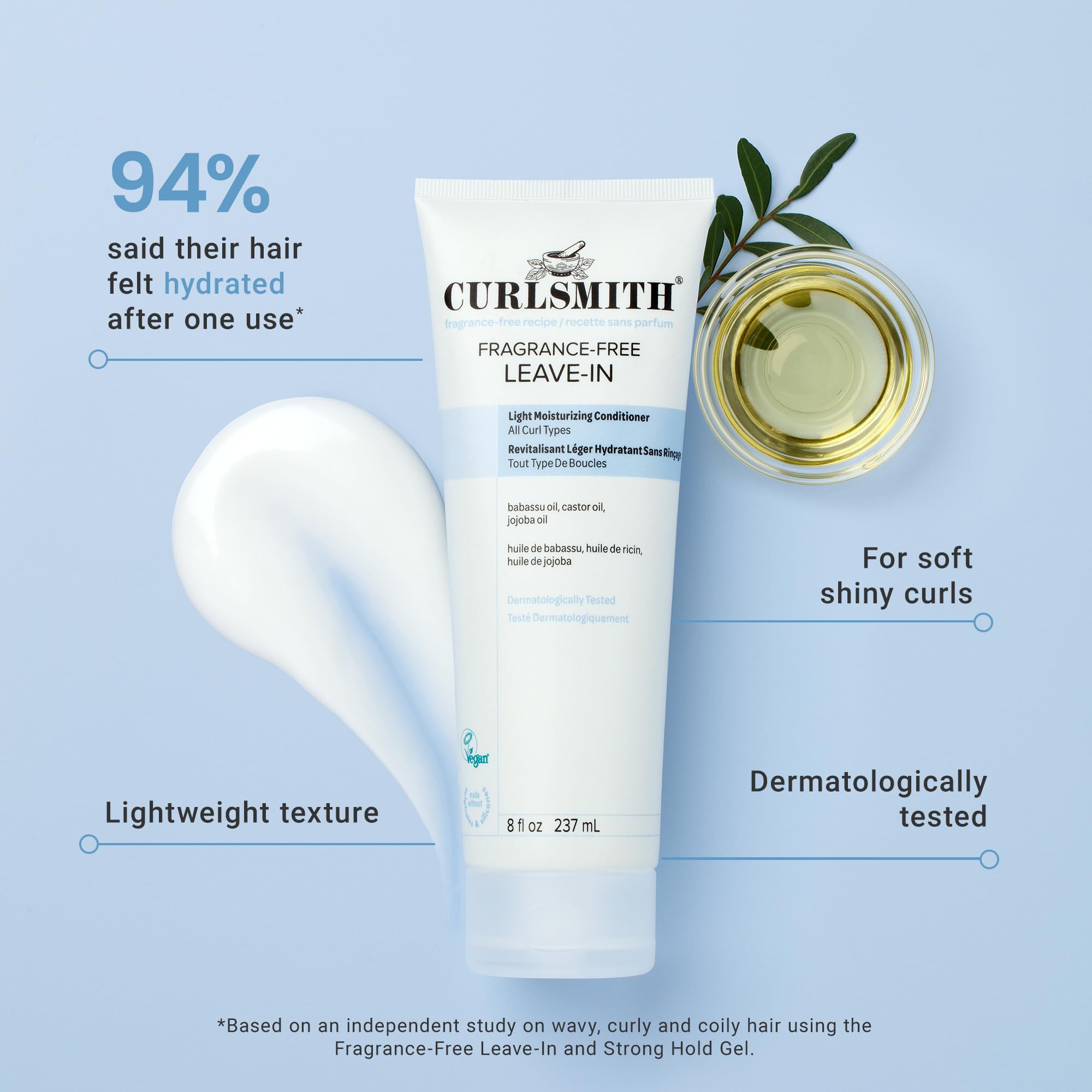 CURLSMITH creamy texture close-up demonstrating smooth slip and easy distribution