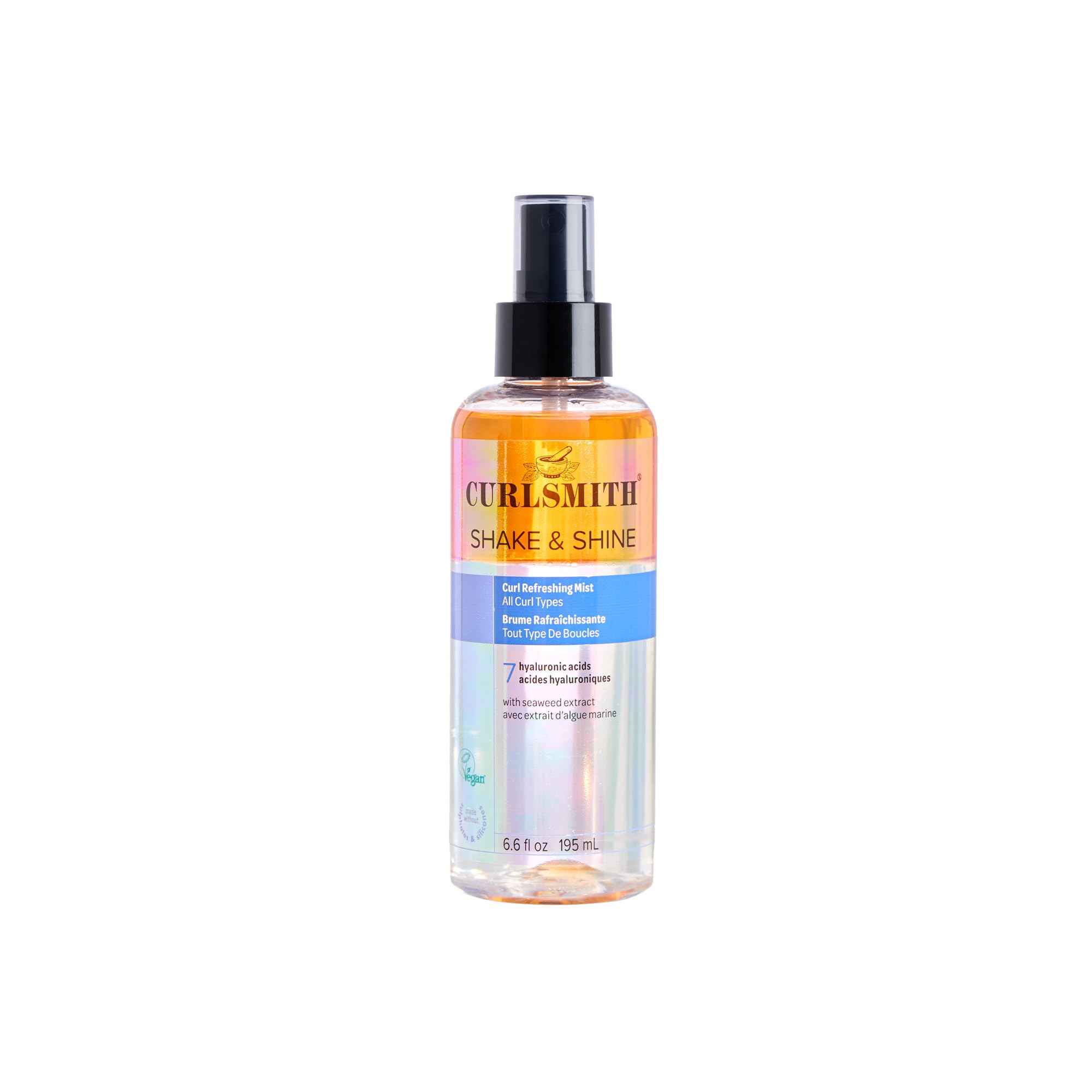 CURLSMITH front packaging showing 6.6 oz bottle and label, highlights convenience