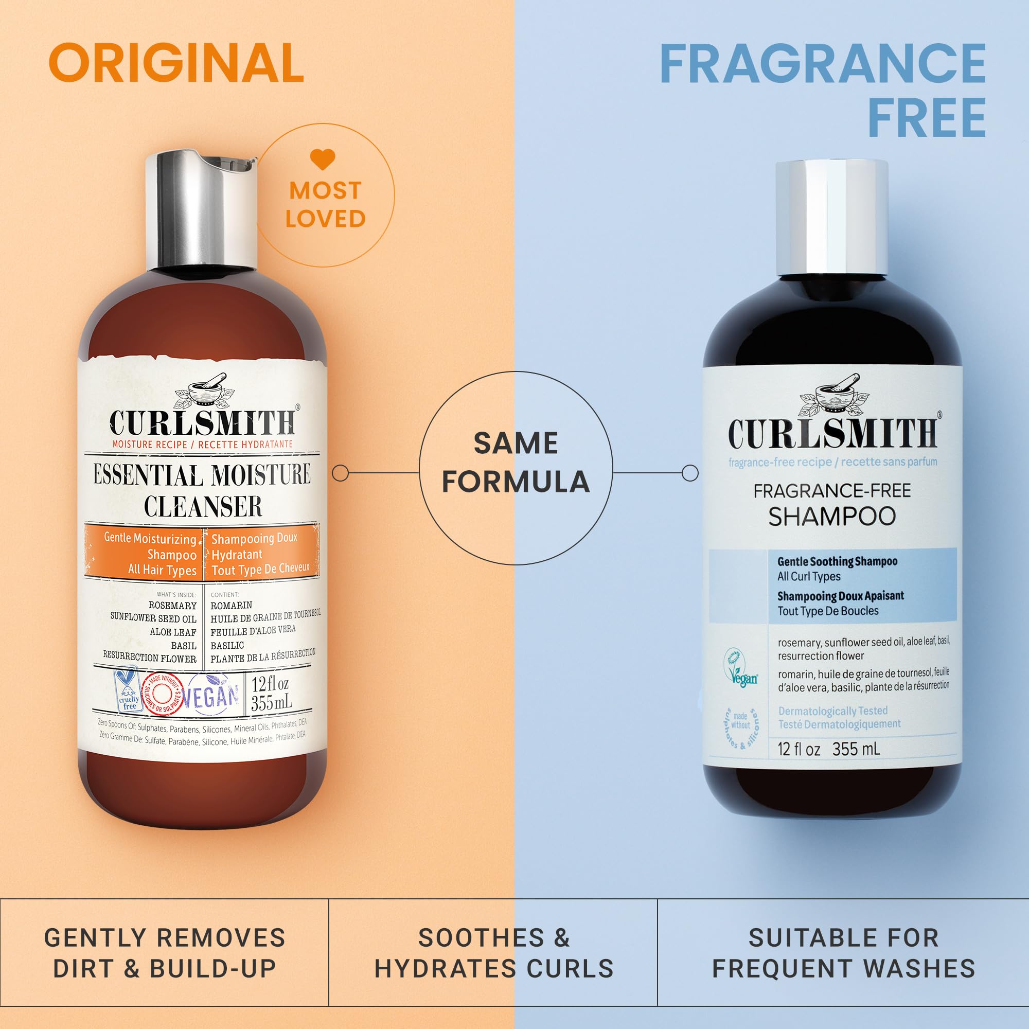 CURLSMITH paired shampoo and conditioner showing system hydration benefit