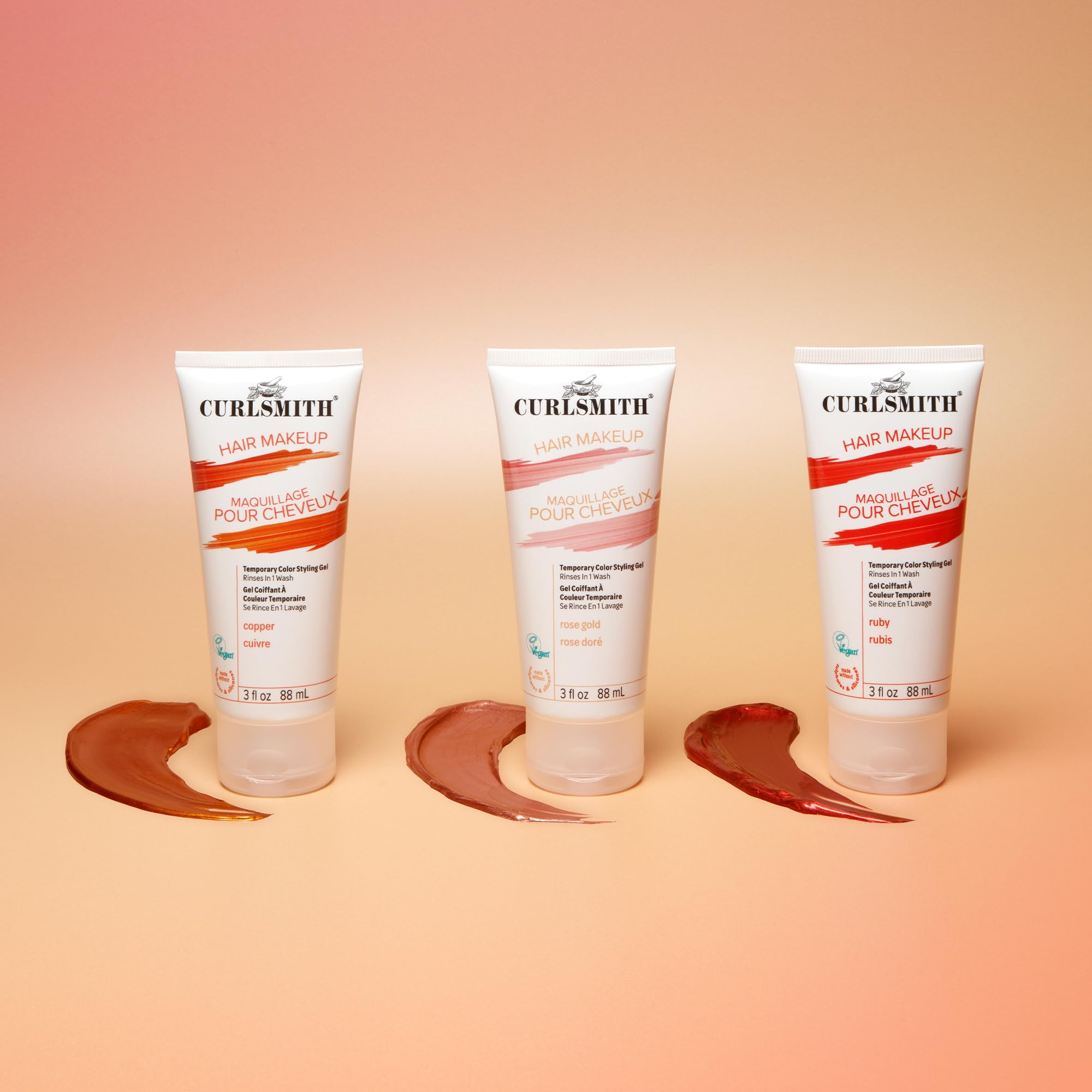 CURLSMITH tube next to a hand for size comparison and travel-friendly benefit