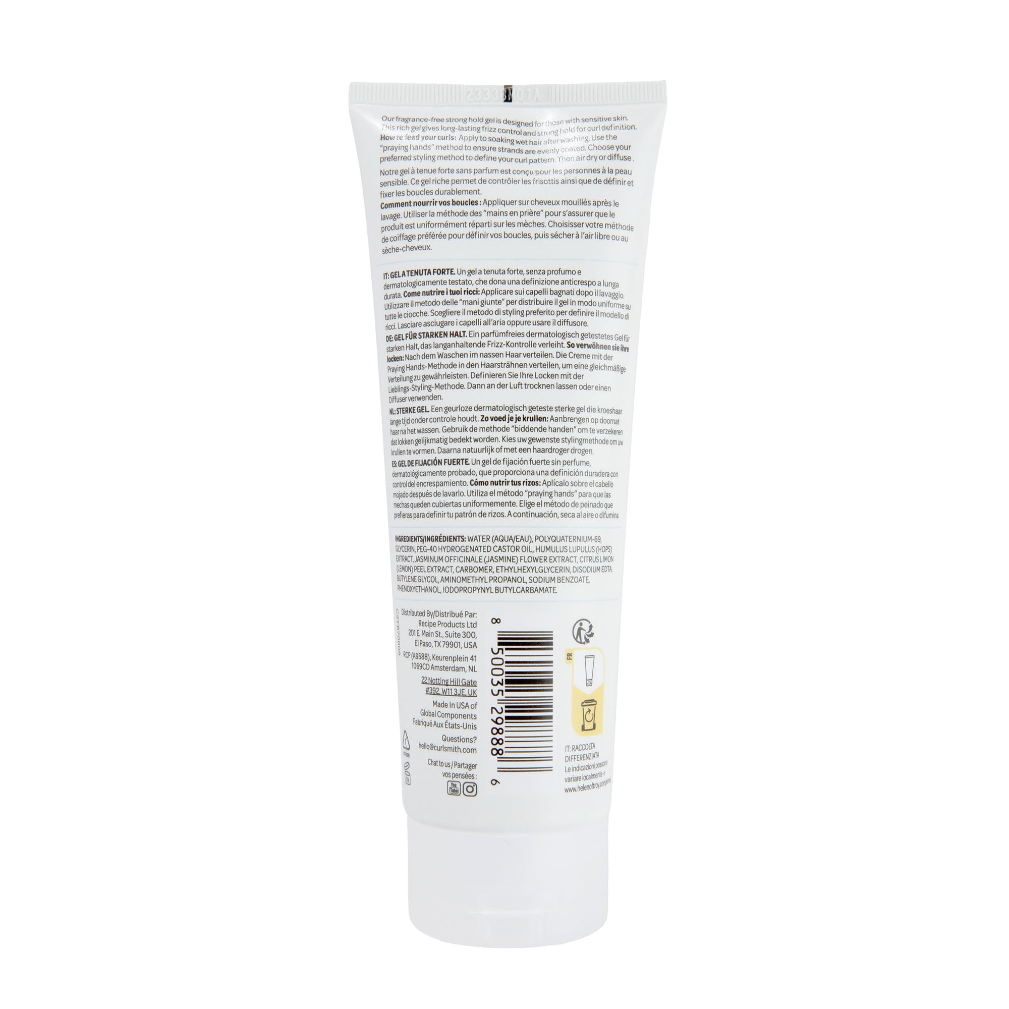 CURLSMITH gel on bathroom shelf showing routine-friendly fragrance-free option