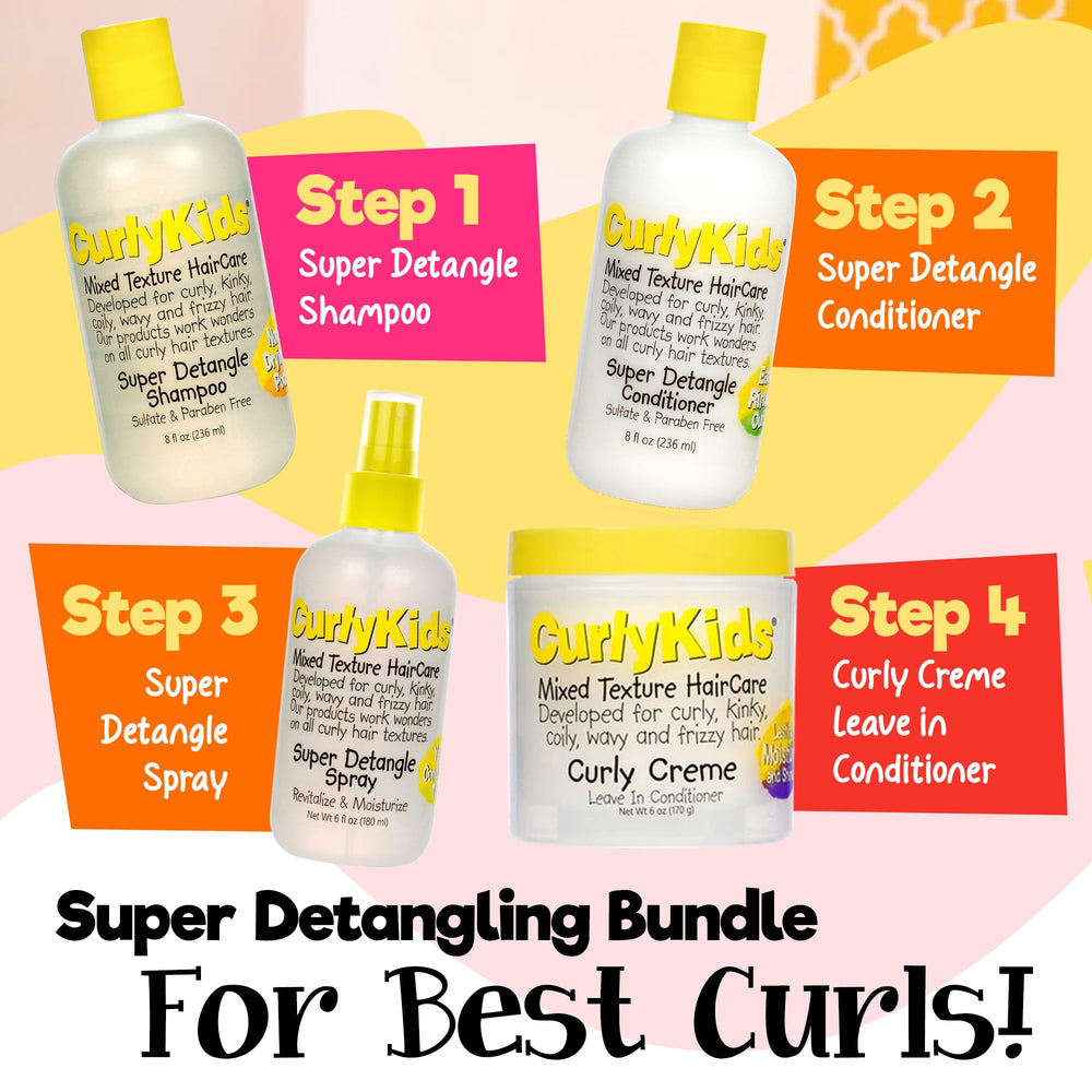 CurlyKids label close-up highlighting sulfate- and paraben-free formula