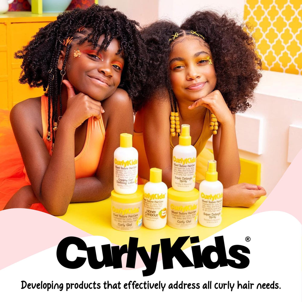 CurlyKids wet hair application showing conditioner slip reducing combing stress