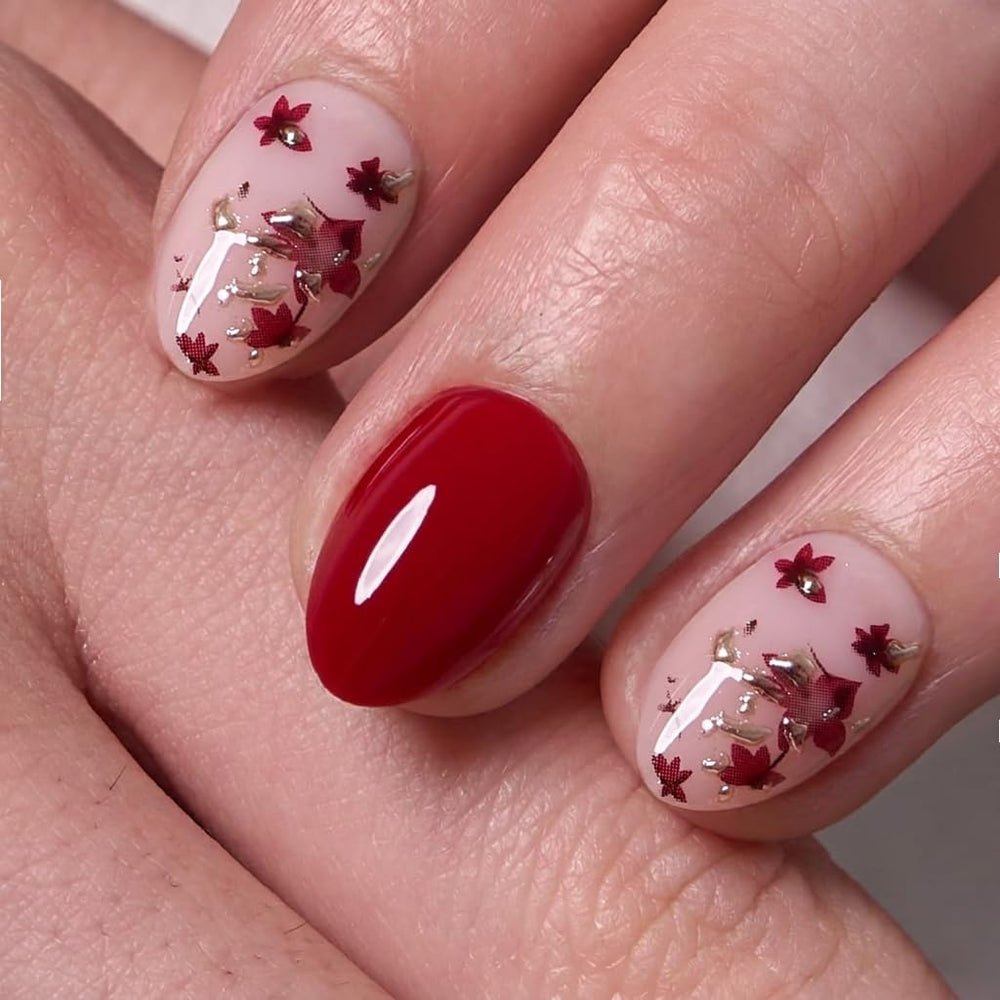 CurvLife close-up of crimson floral pattern highlighting detailed petals