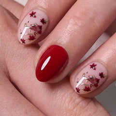 CurvLife close-up of crimson floral pattern highlighting detailed petals