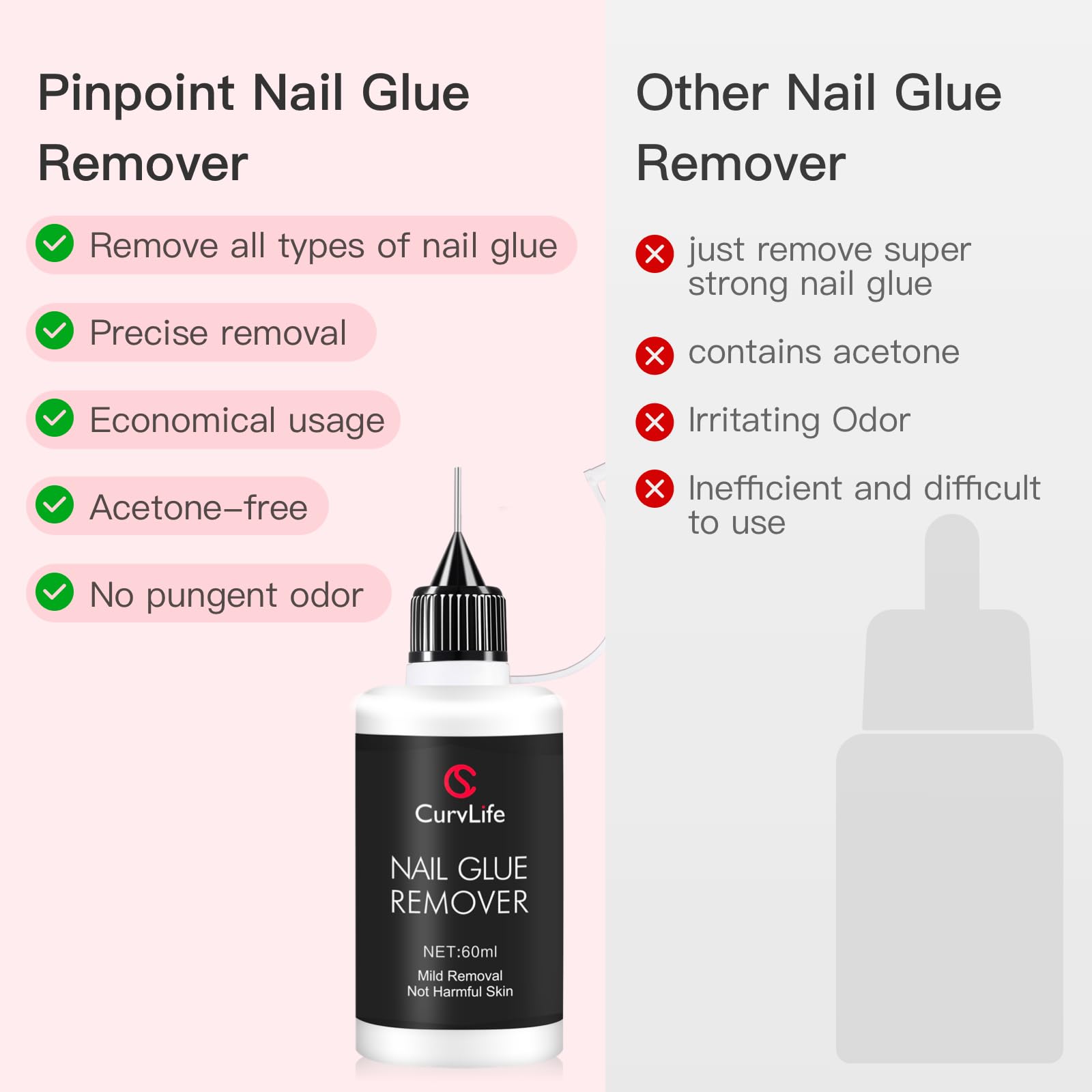 Application scene of CurvLife removing press-on nail, illustrating safe lifting benefit