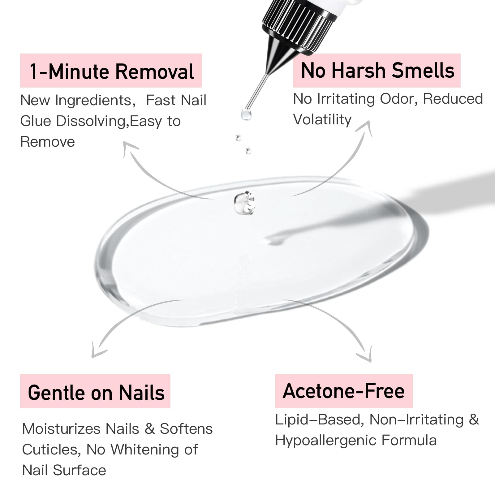 CurvLife pinpoint remover applicator close-up for accurate, non-acetone removal