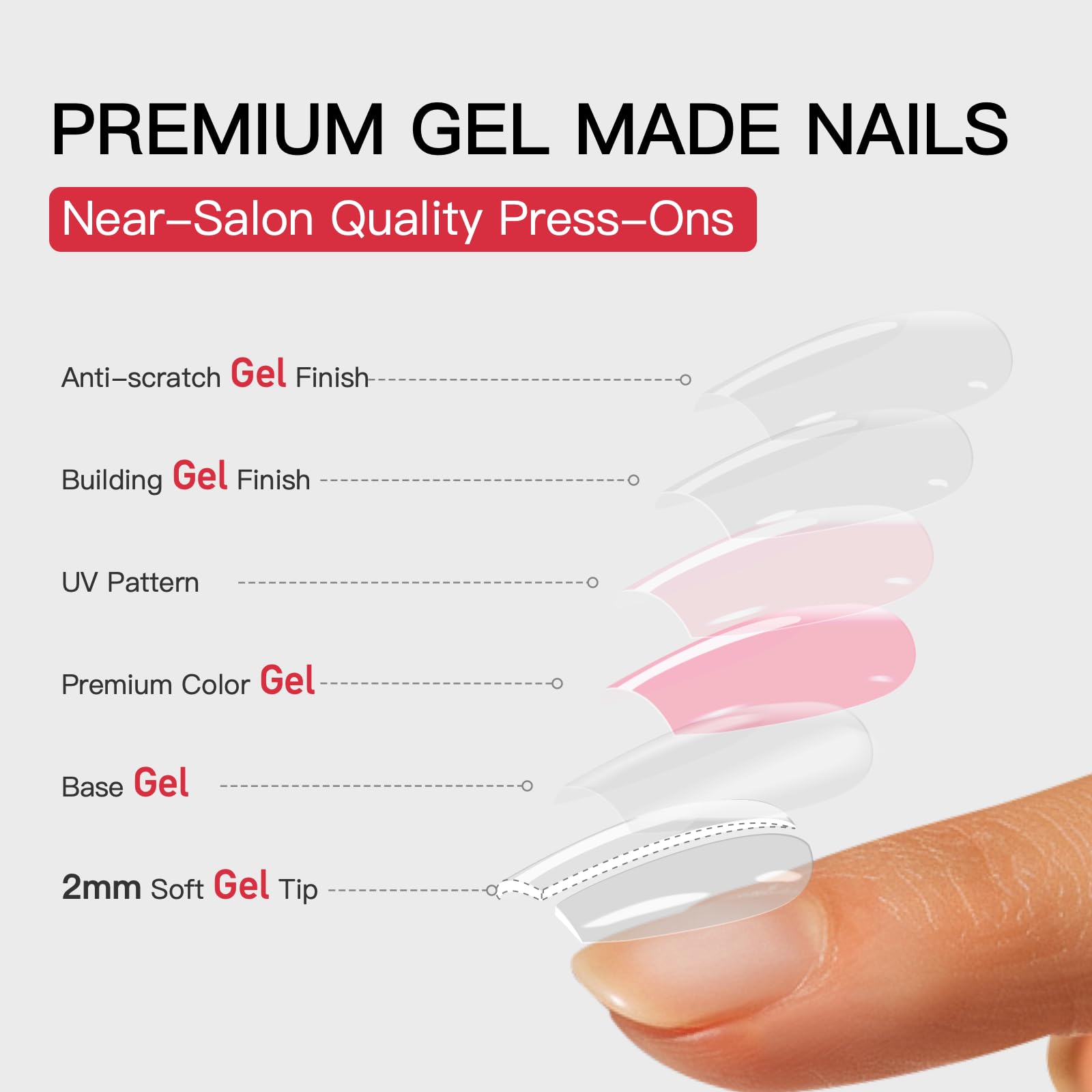 CurvLife nails worn on hands displaying short square style for polished everyday look