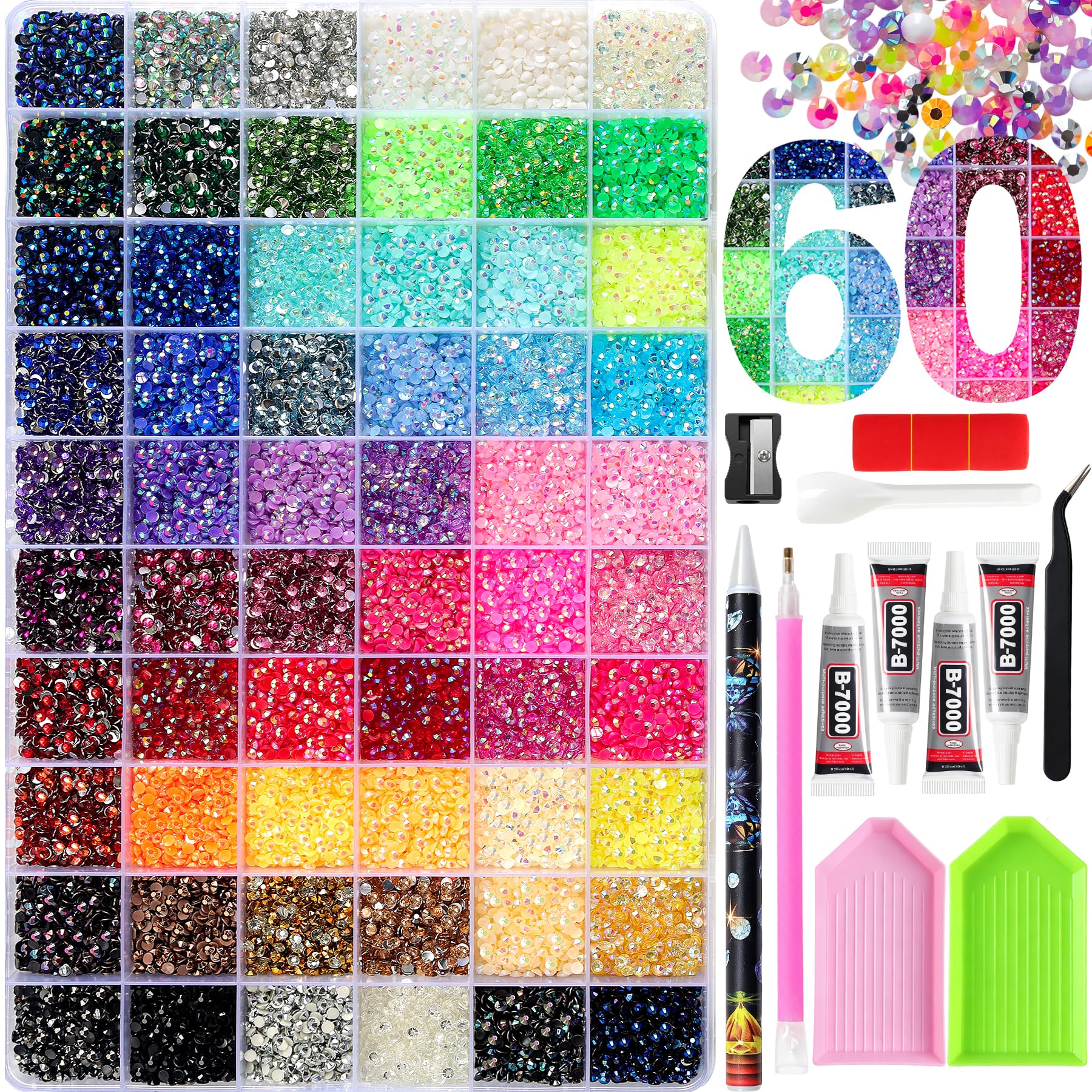 Cusmation front packaging showing full rhinestone kit and included tools for easy crafting