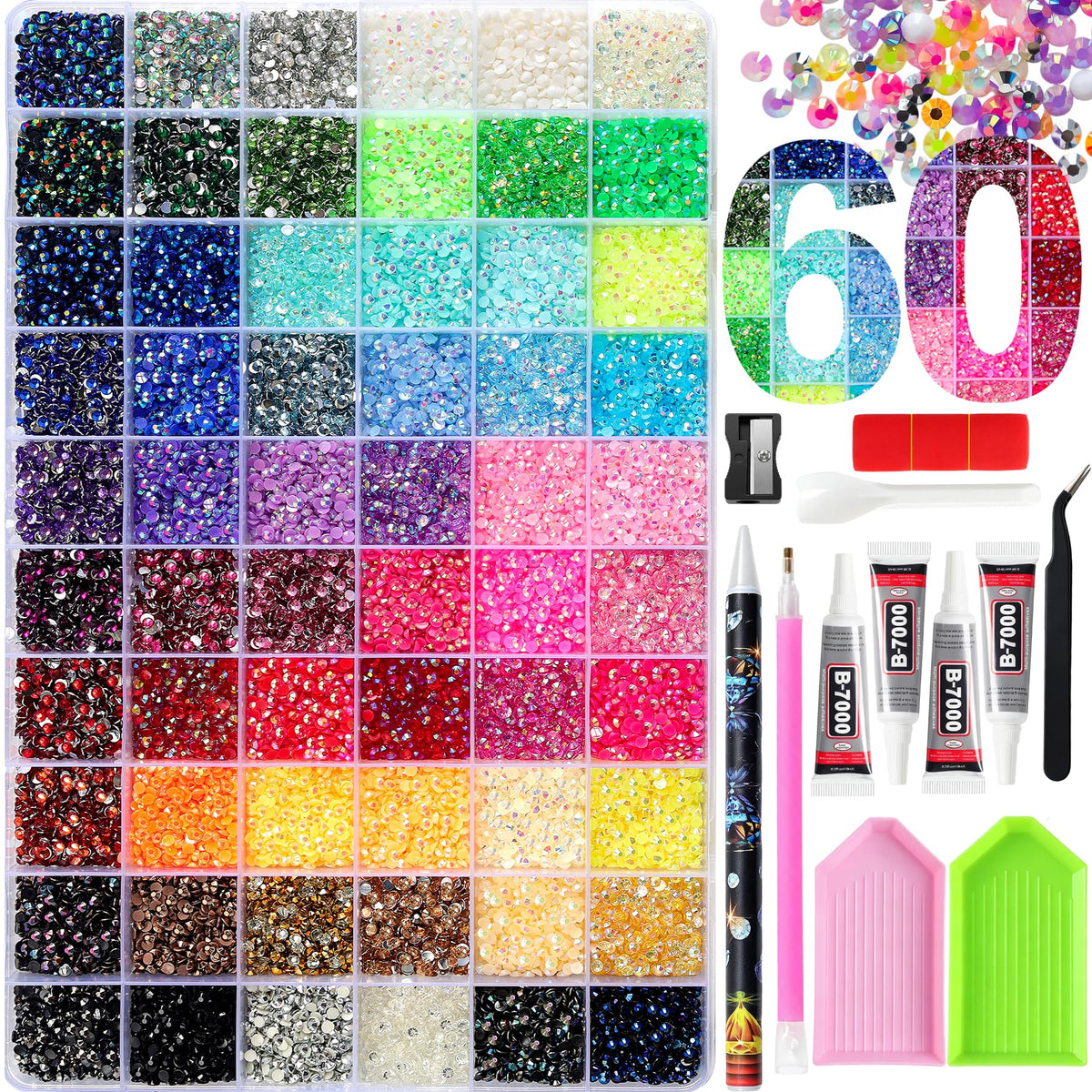 Cusmation front packaging showing full rhinestone kit and included tools for easy crafting