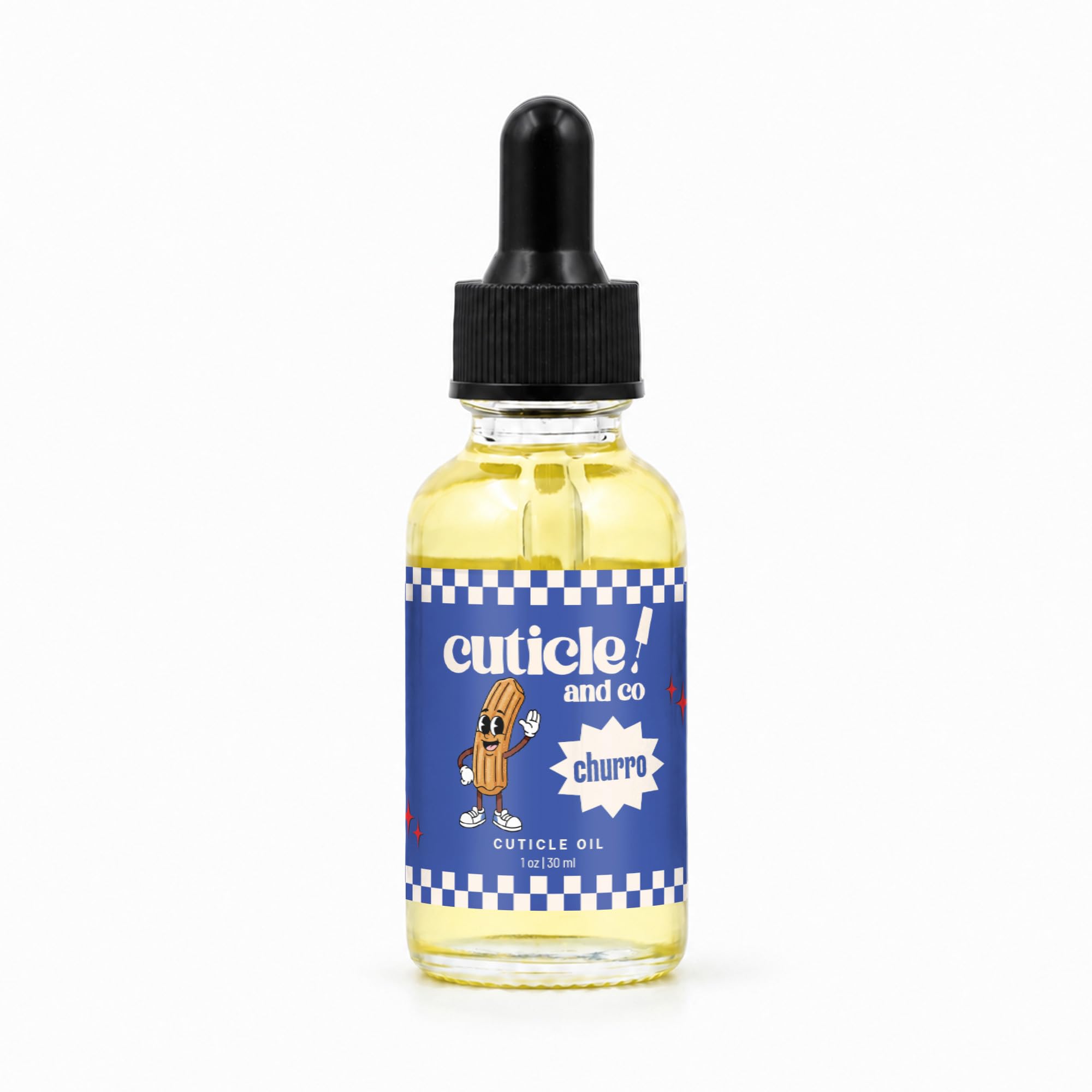 Cuticle And Co front bottle showing churro scent and size benefits