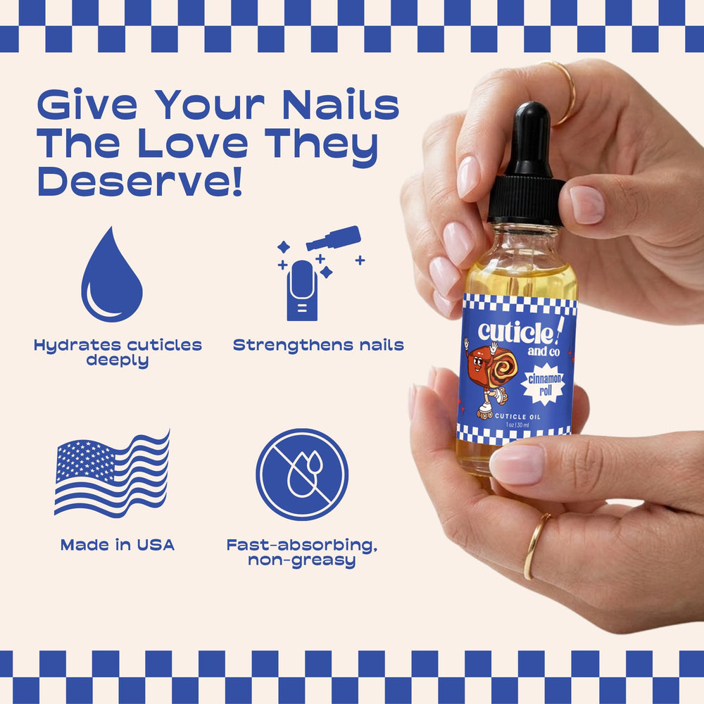 Cuticle And Co bottle with travel pouch showing on-the-go nail care