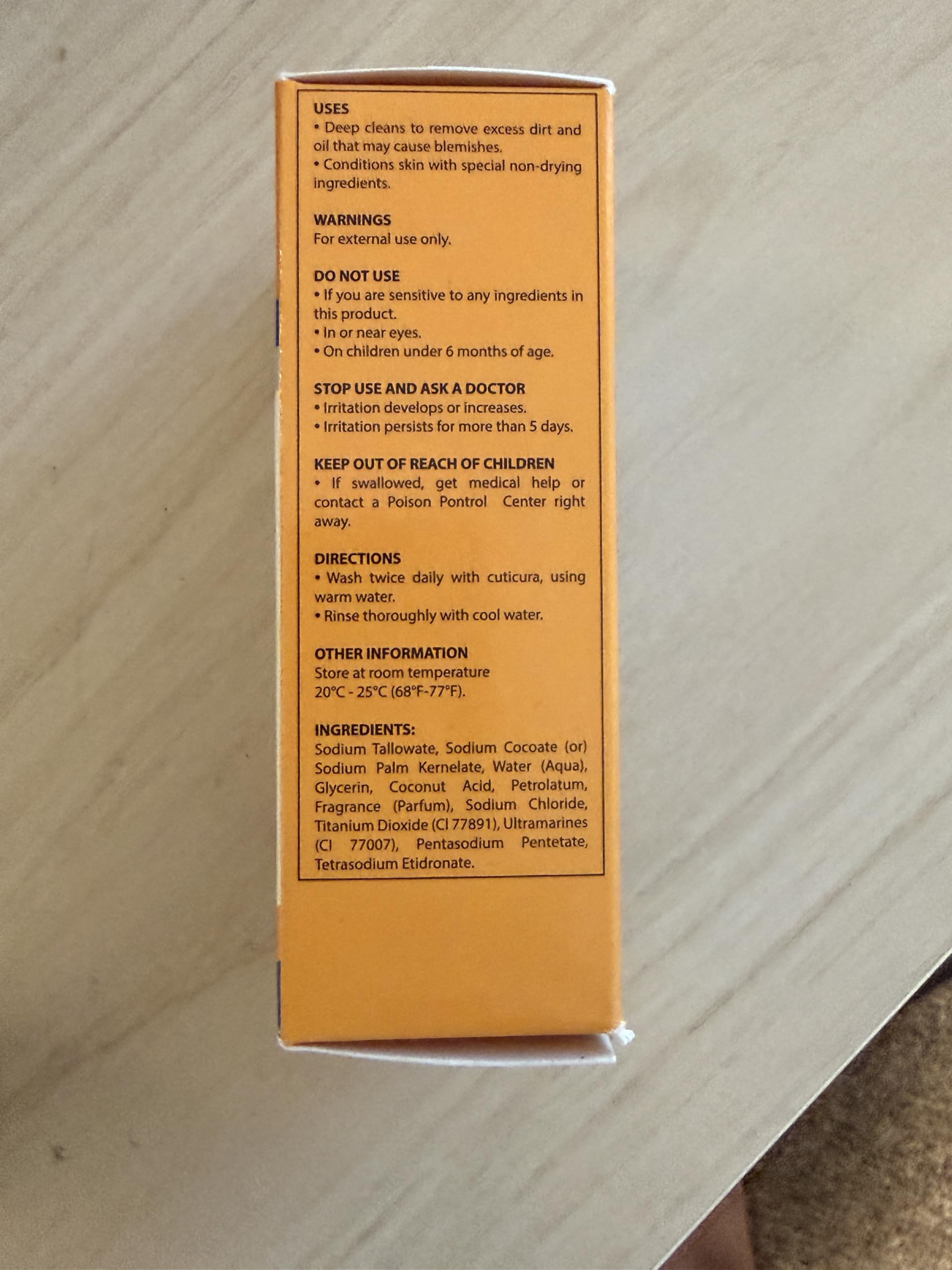 Cuticura ingredients display with glycerin and petrolatum for hydration