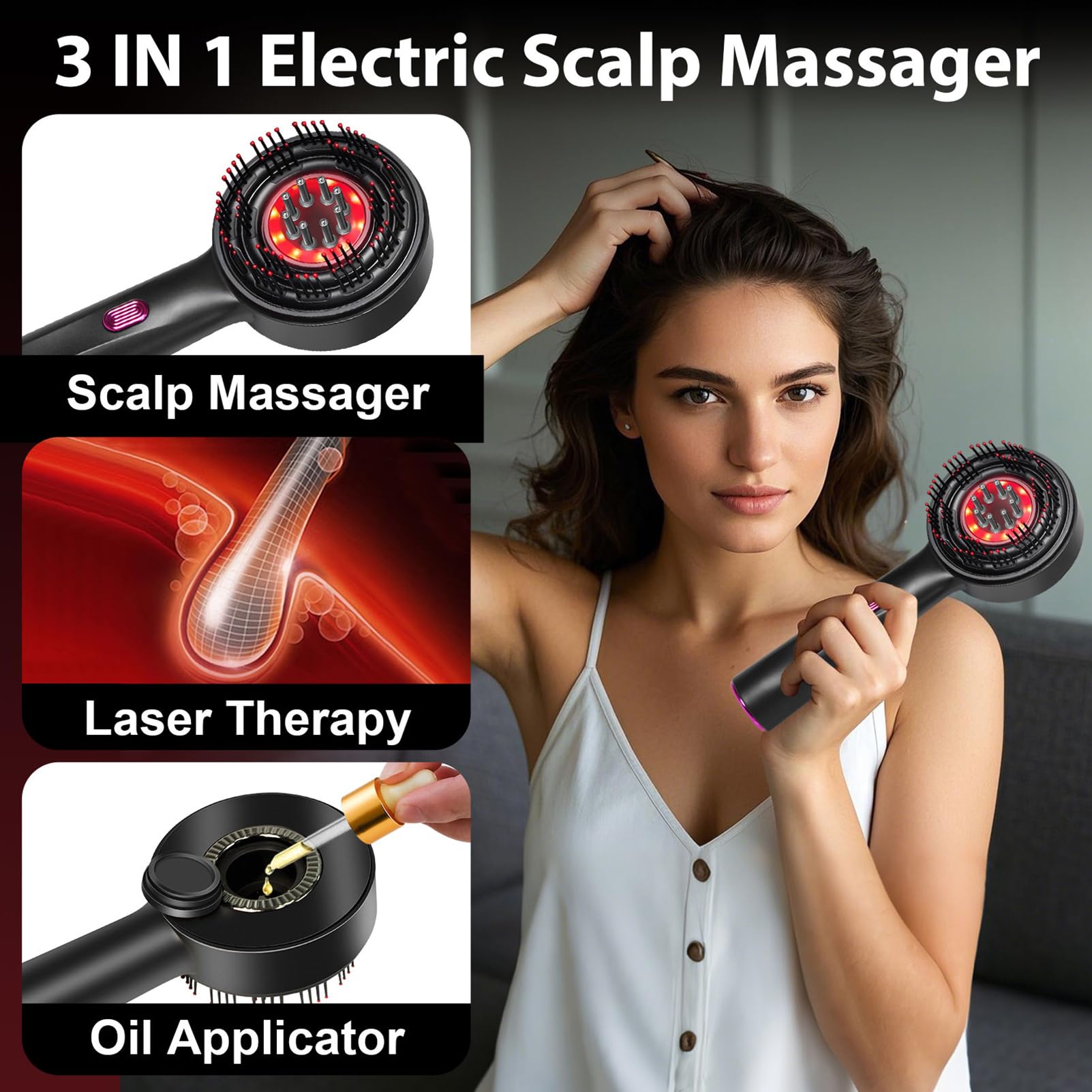 CWTUL close-up of red light LEDs for targeted scalp stimulation and comfort