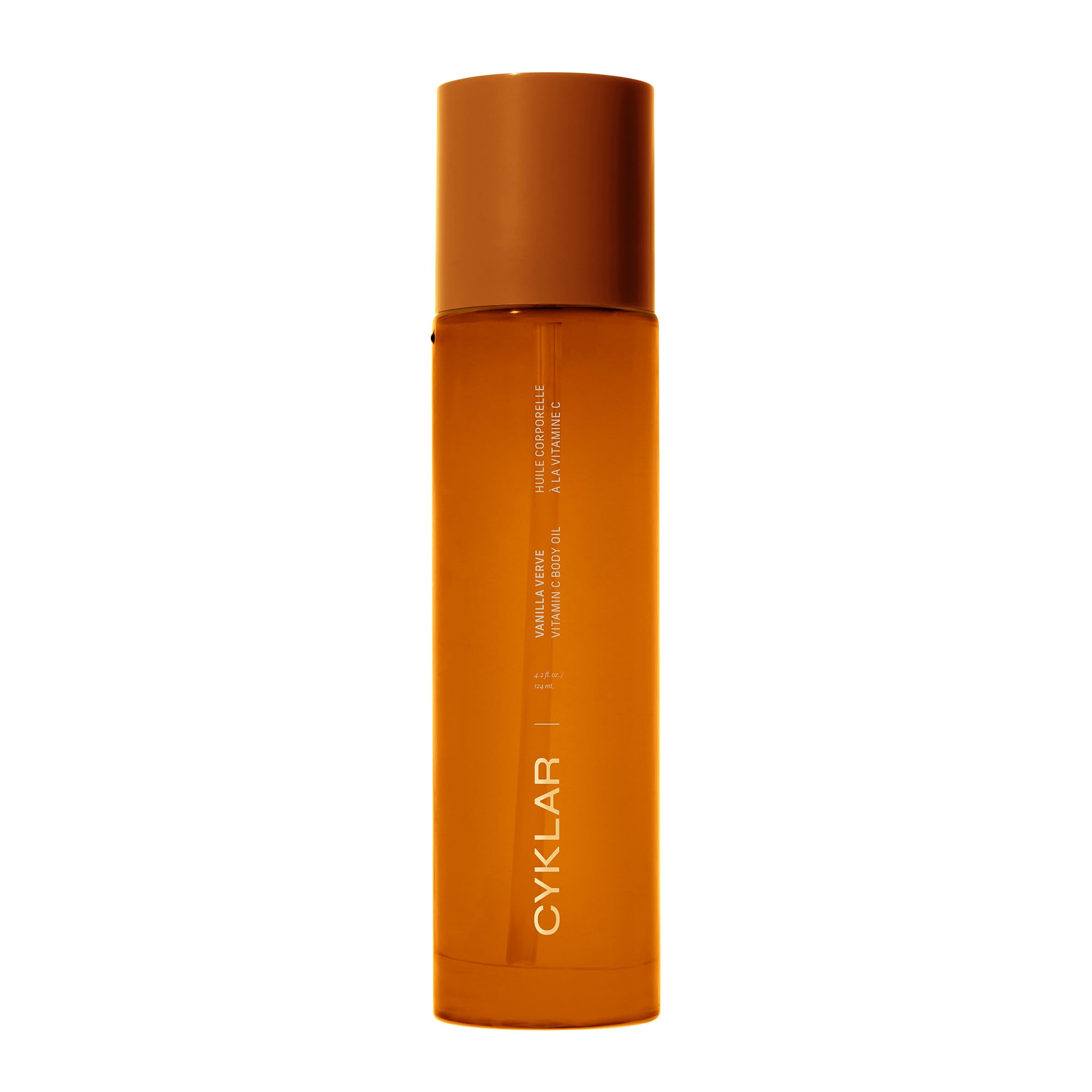 CYKLAR front bottle showing Vanilla Verve scent and elegant packaging benefits storage