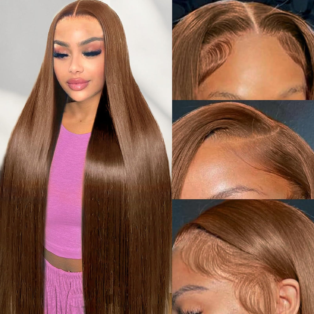 Cypha chocolate brown wig front view showing natural hairline and full density