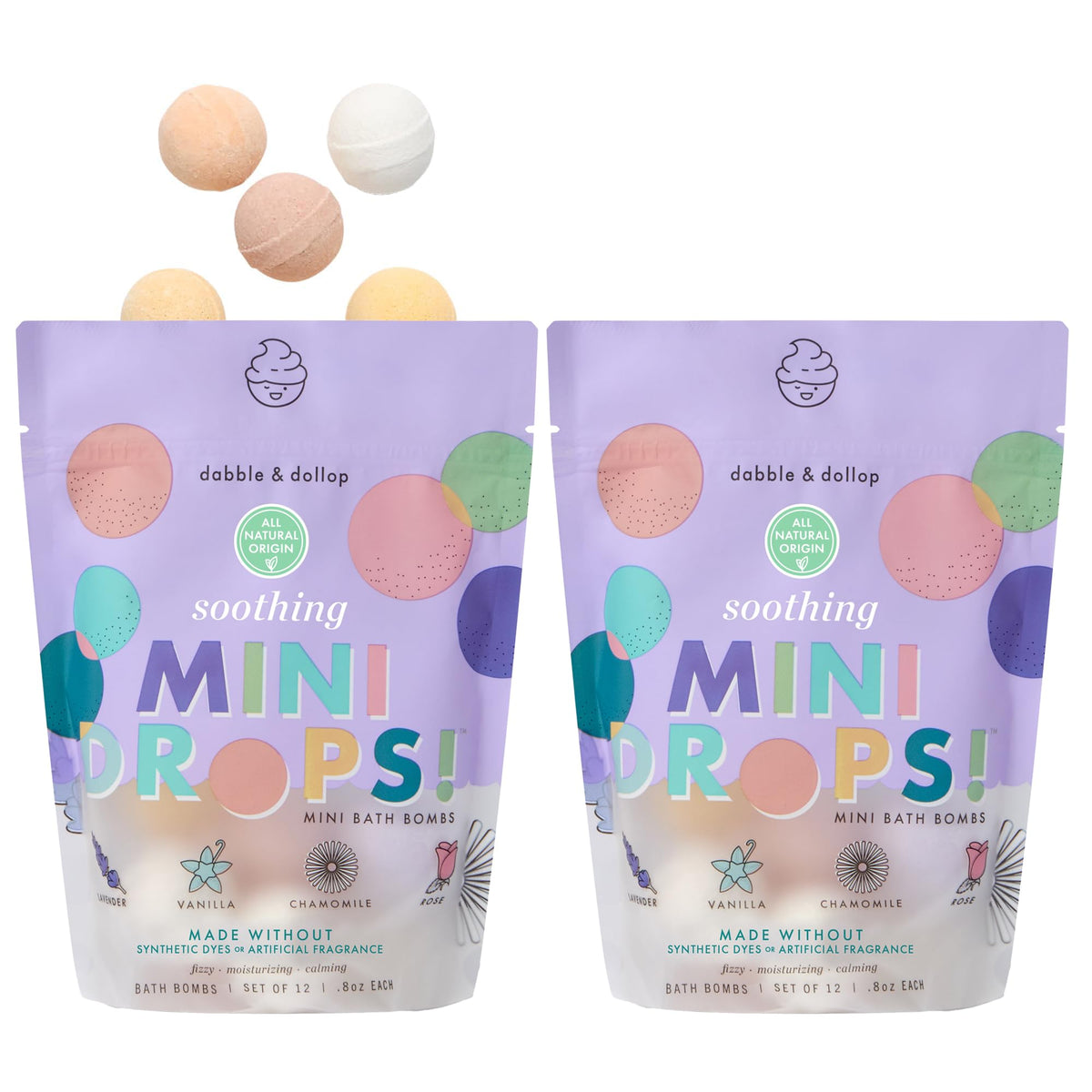 Dabble & Dollop front packaging pouches, compact freshness and easy storage