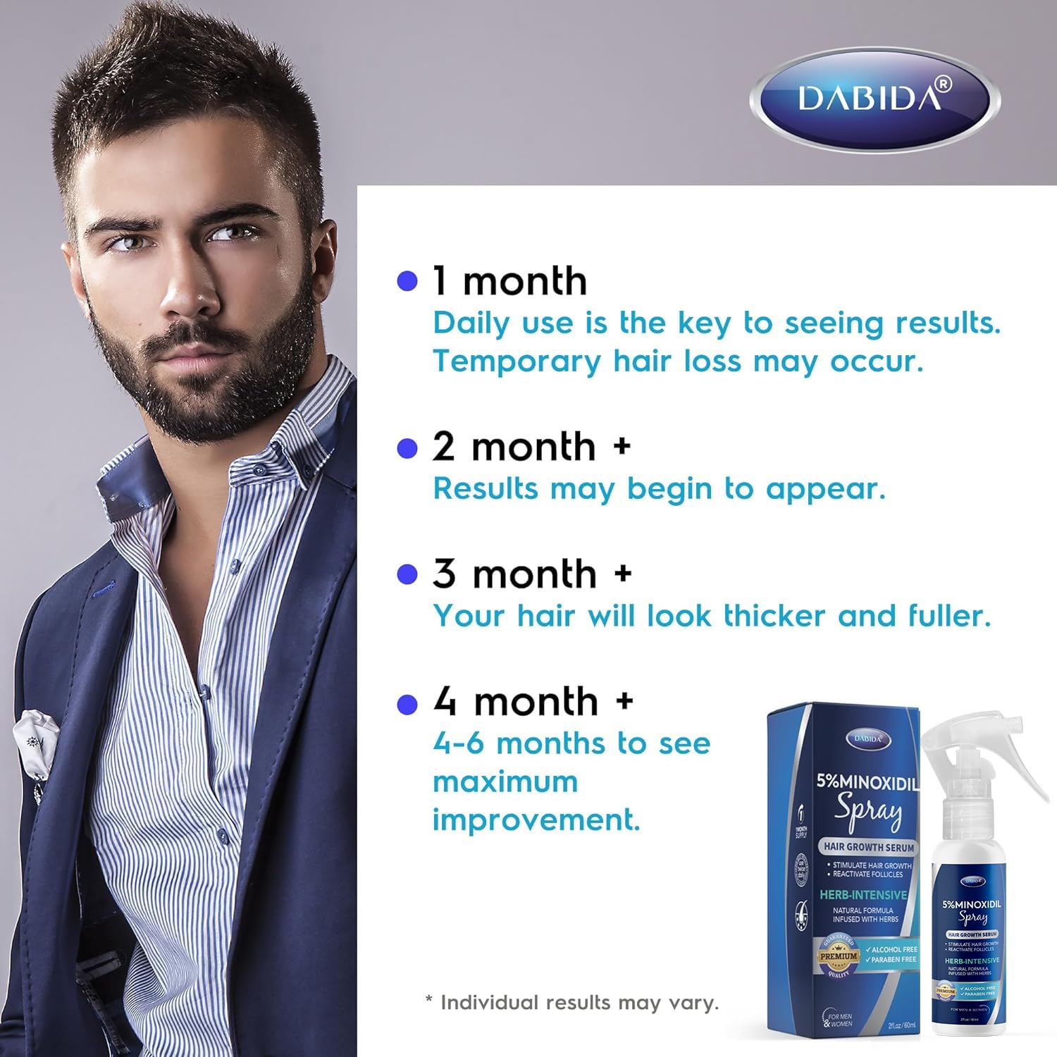 DABIDA bottle in hand showing compact travel-friendly benefit