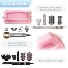 dadop inside with Dyson Airwrap and attachments organized for travel