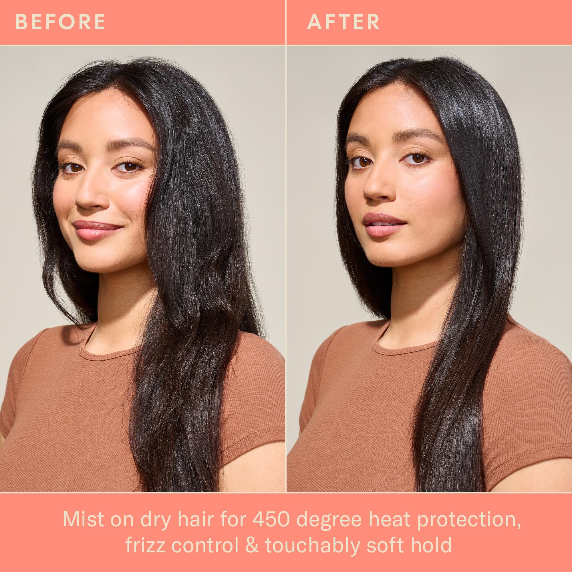 DAE spray in use during blow-dry illustrating heat protection and styling prep