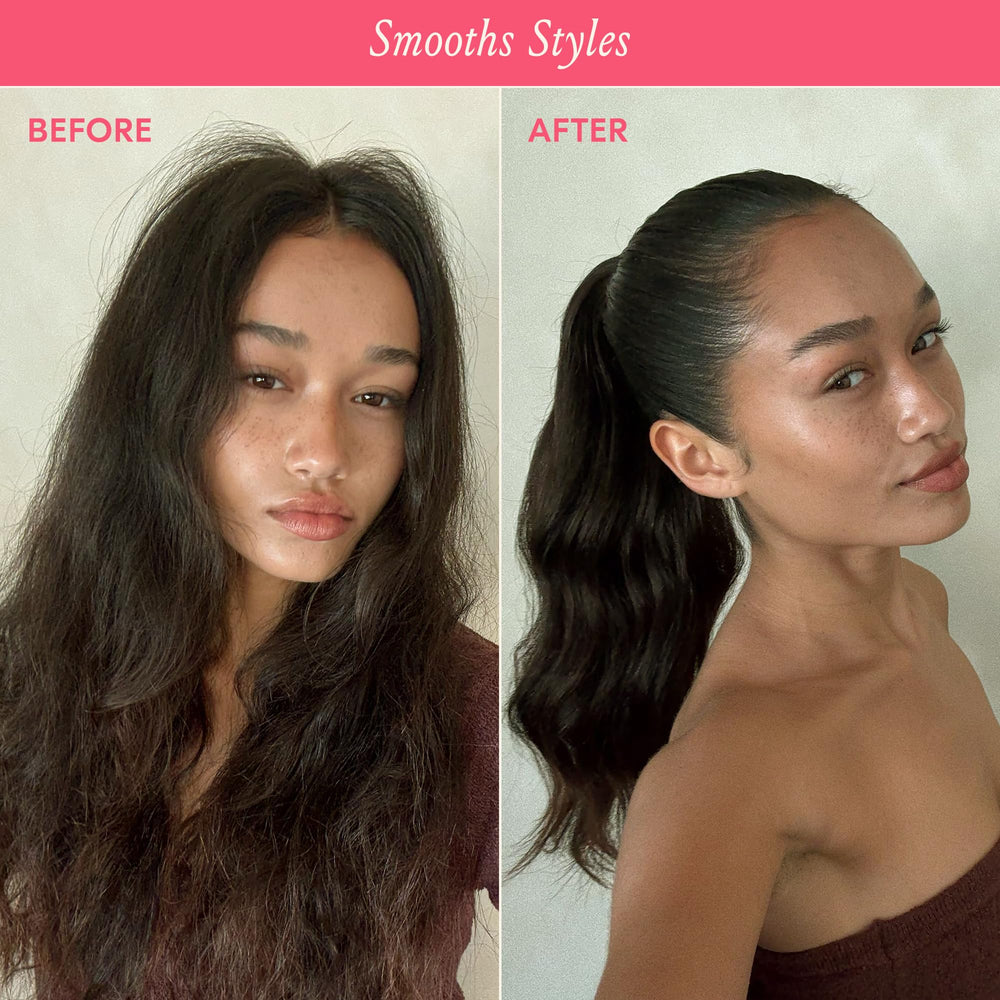 DAE blowout before and after showing reduced frizz and added shine