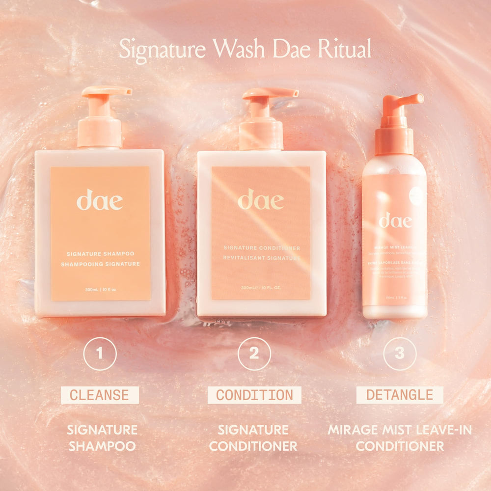 DAE duo on bathroom shelf creating a clean, salon-quality routine