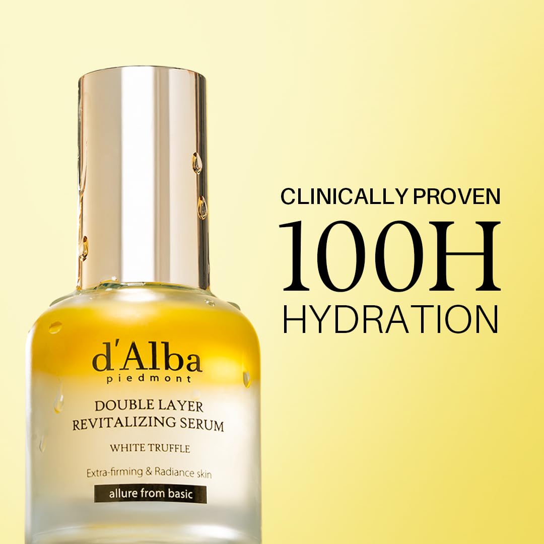 d'alba Piedmont bi-phase close-up showing separated oil and serum layers for potency