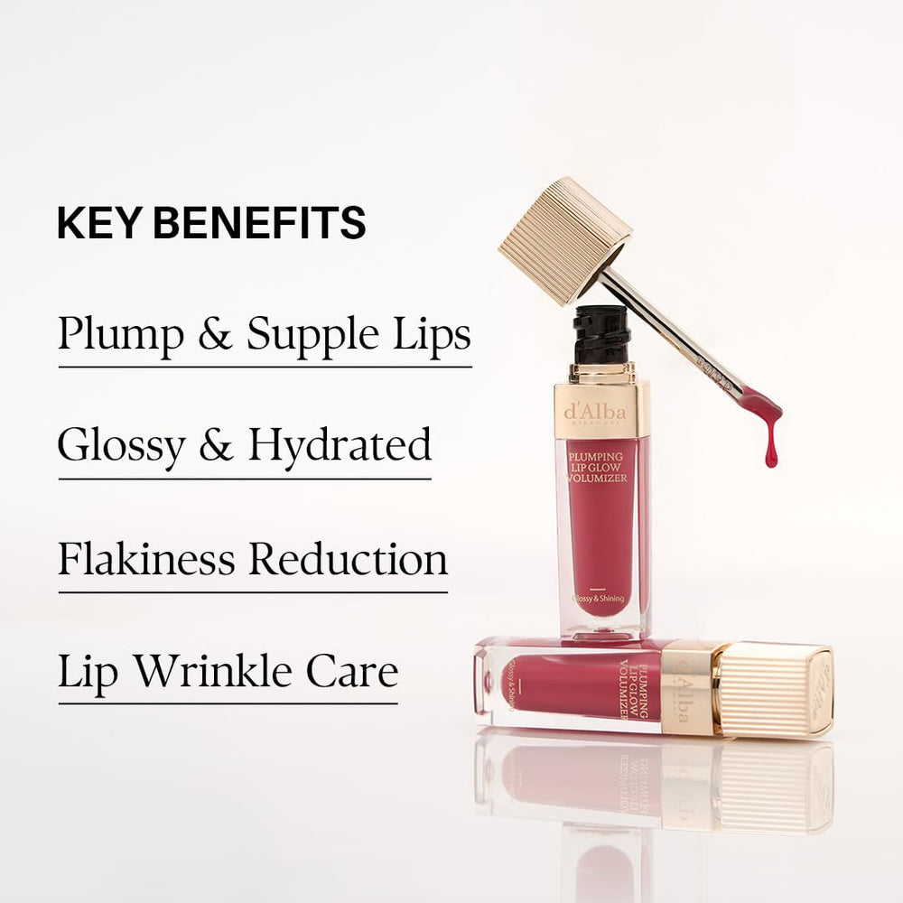 d'alba Piedmont gloss worn on model smiling highlighting fuller-looking lips and natural boost