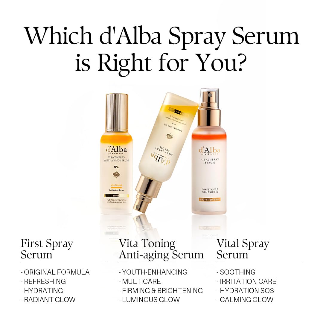 d'alba Piedmont open cap and serum pour demonstrating formula clarity
