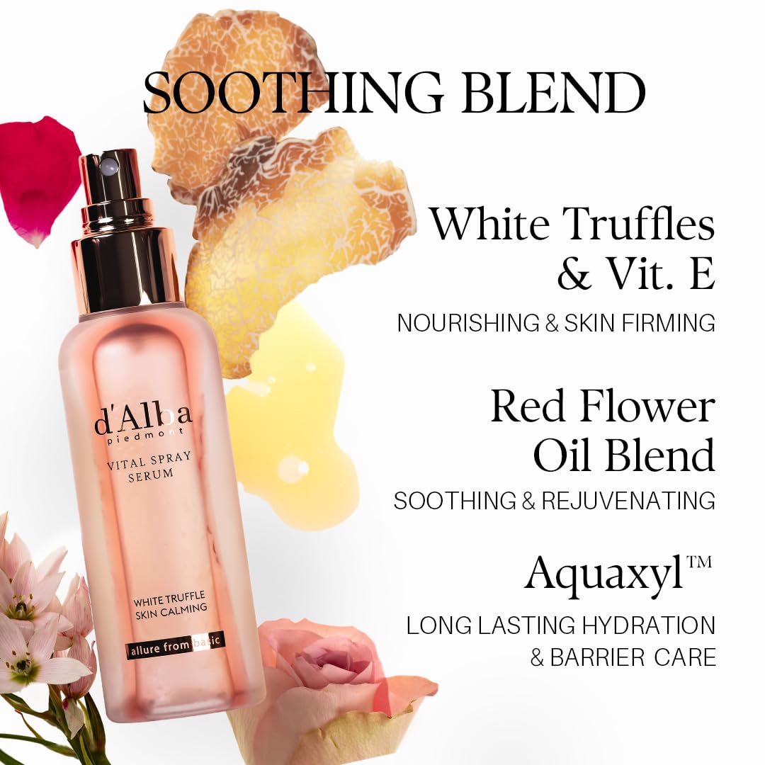d'alba Piedmont mist on model giving dewy glass-skin glow benefit
