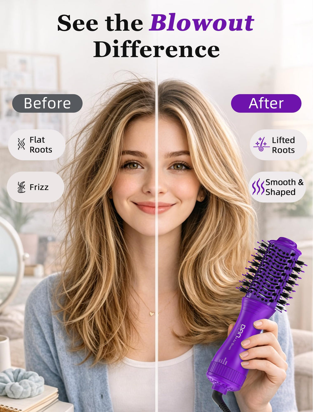 DAN Technology ceramic barrel close-up demonstrating even heat and frizz reduction