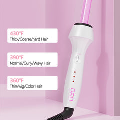DAN Technology tourmaline ceramic barrel close-up showing smooth coating for less frizz