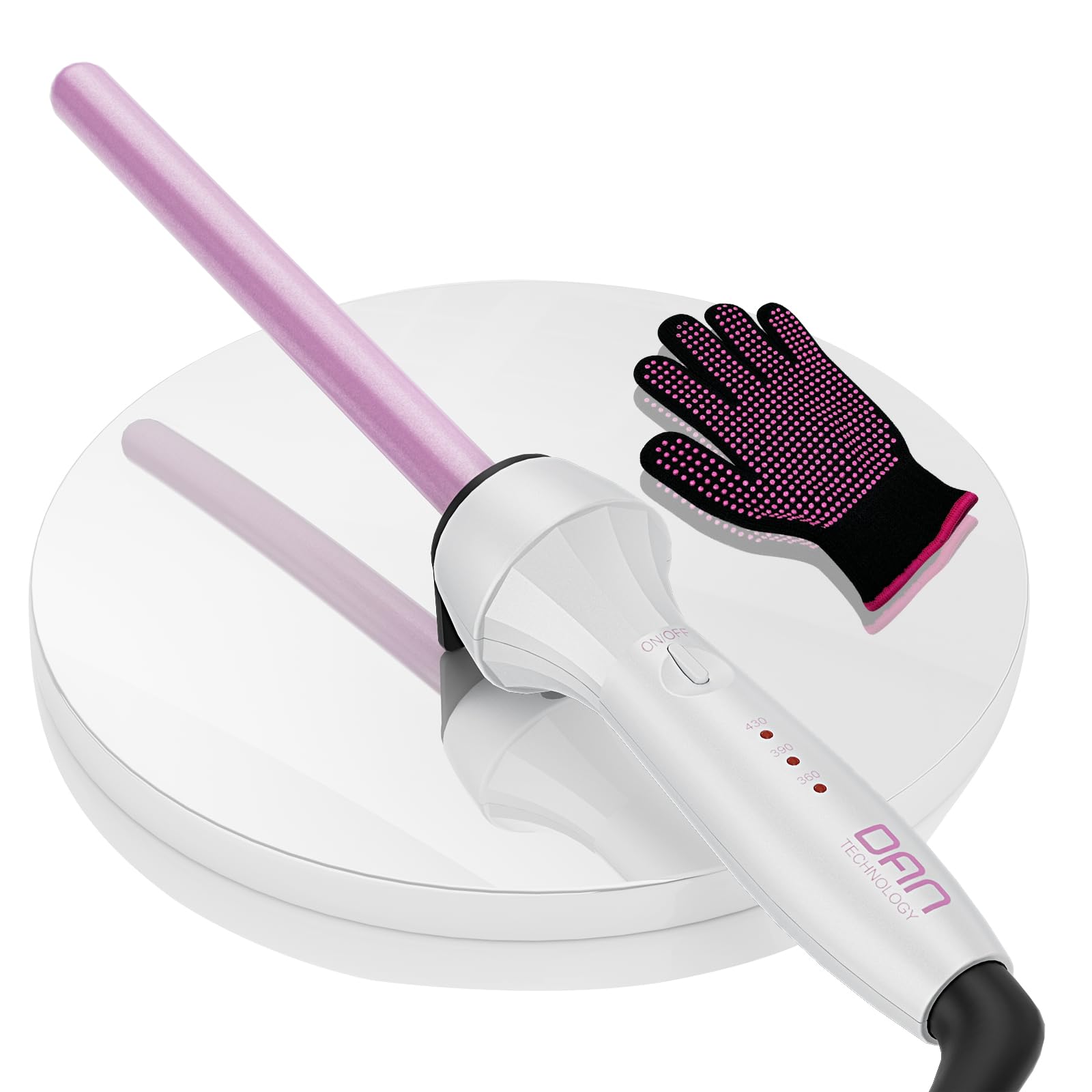 DAN Technology curling wand front view showing slim barrel and cord, for precise styling