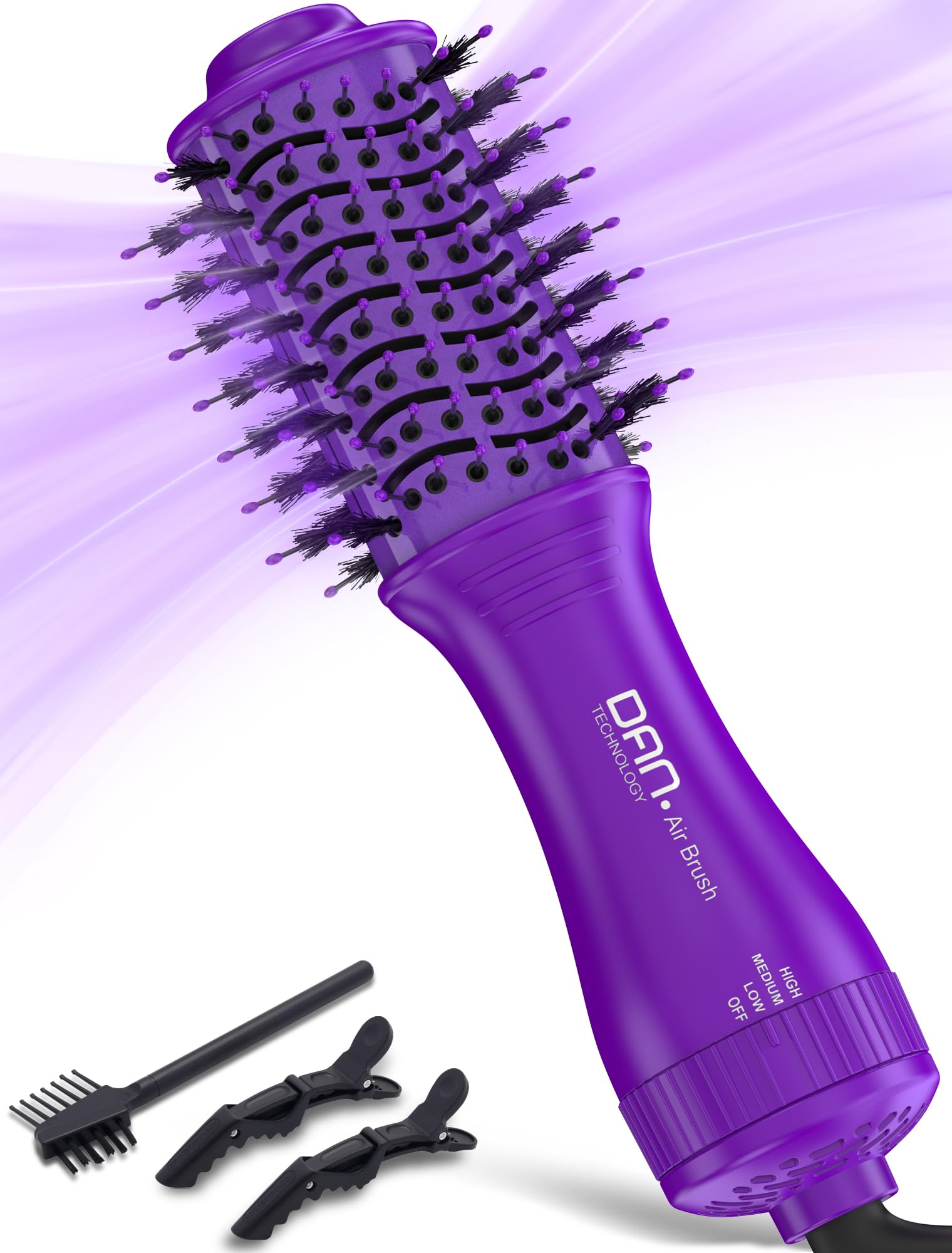 DAN Technology front view of mini oval brush showing compact design and travel benefit