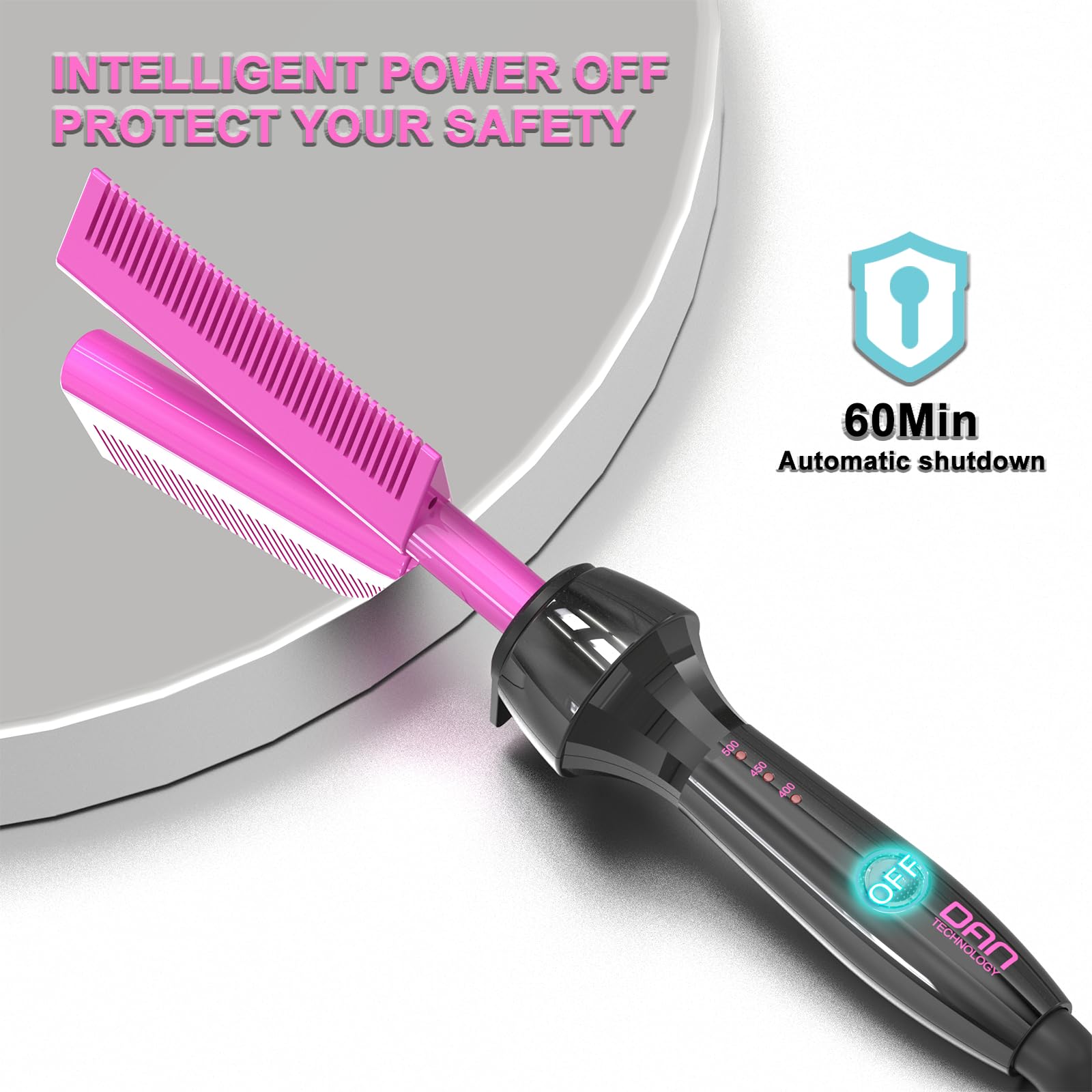 DAN Technology hand holding comb to show compact size and portability benefit