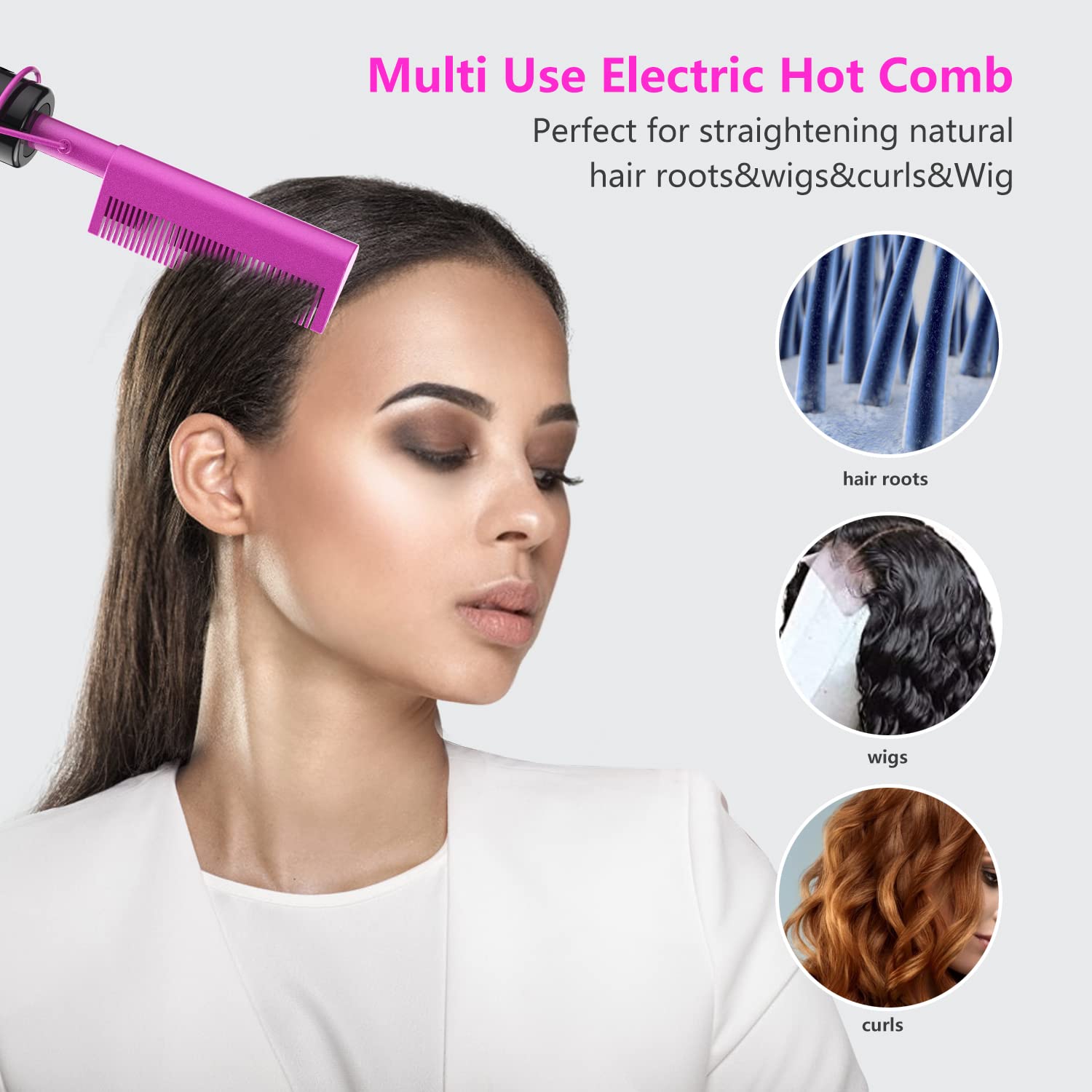 DAN Technology hot comb before and after hairstyle showing reduced frizz benefit