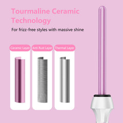 DAN Technology wand creating tight curls on short hair, for defined long-lasting ringlets