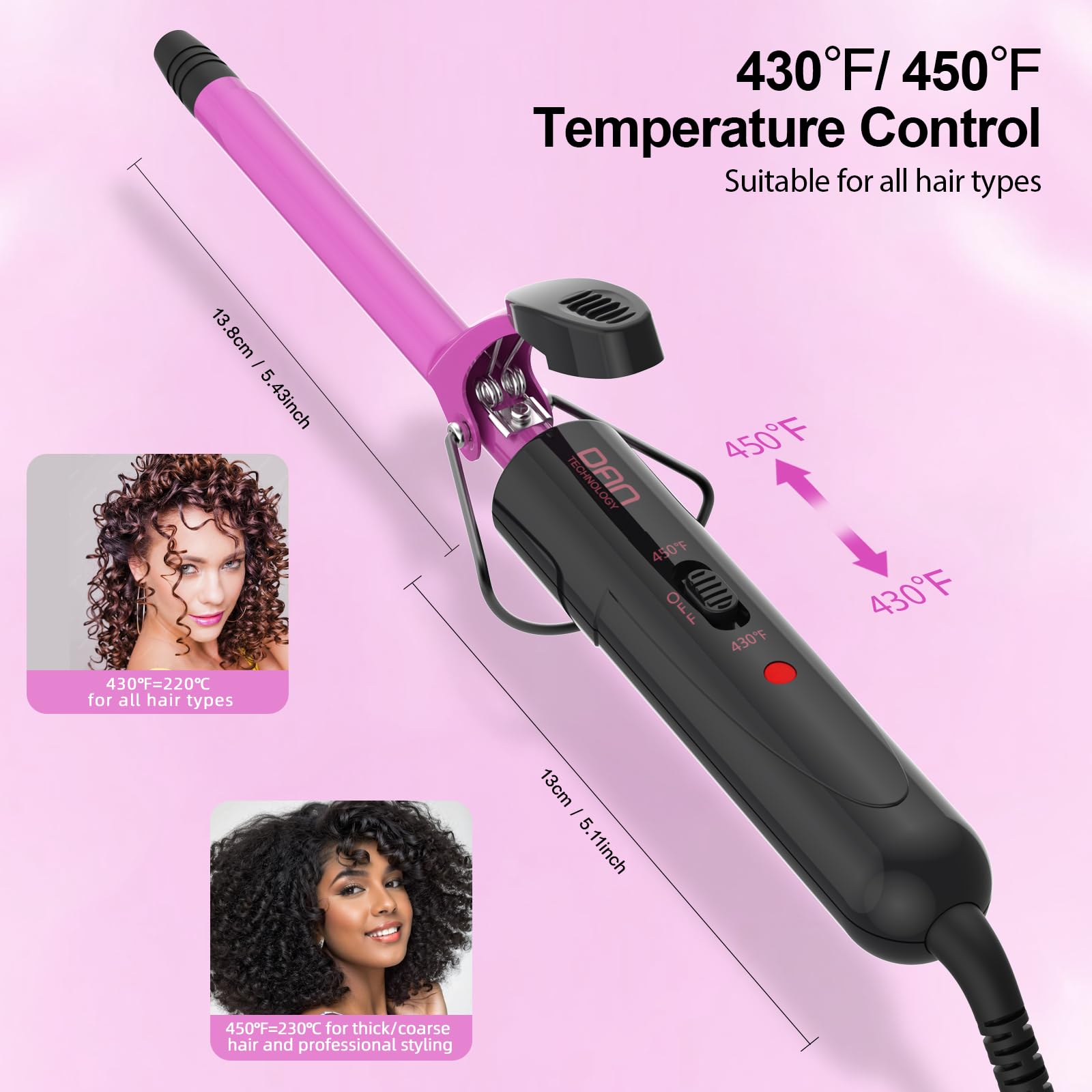 DAN Technology curling iron styling short hair, creating tight defined ringlets