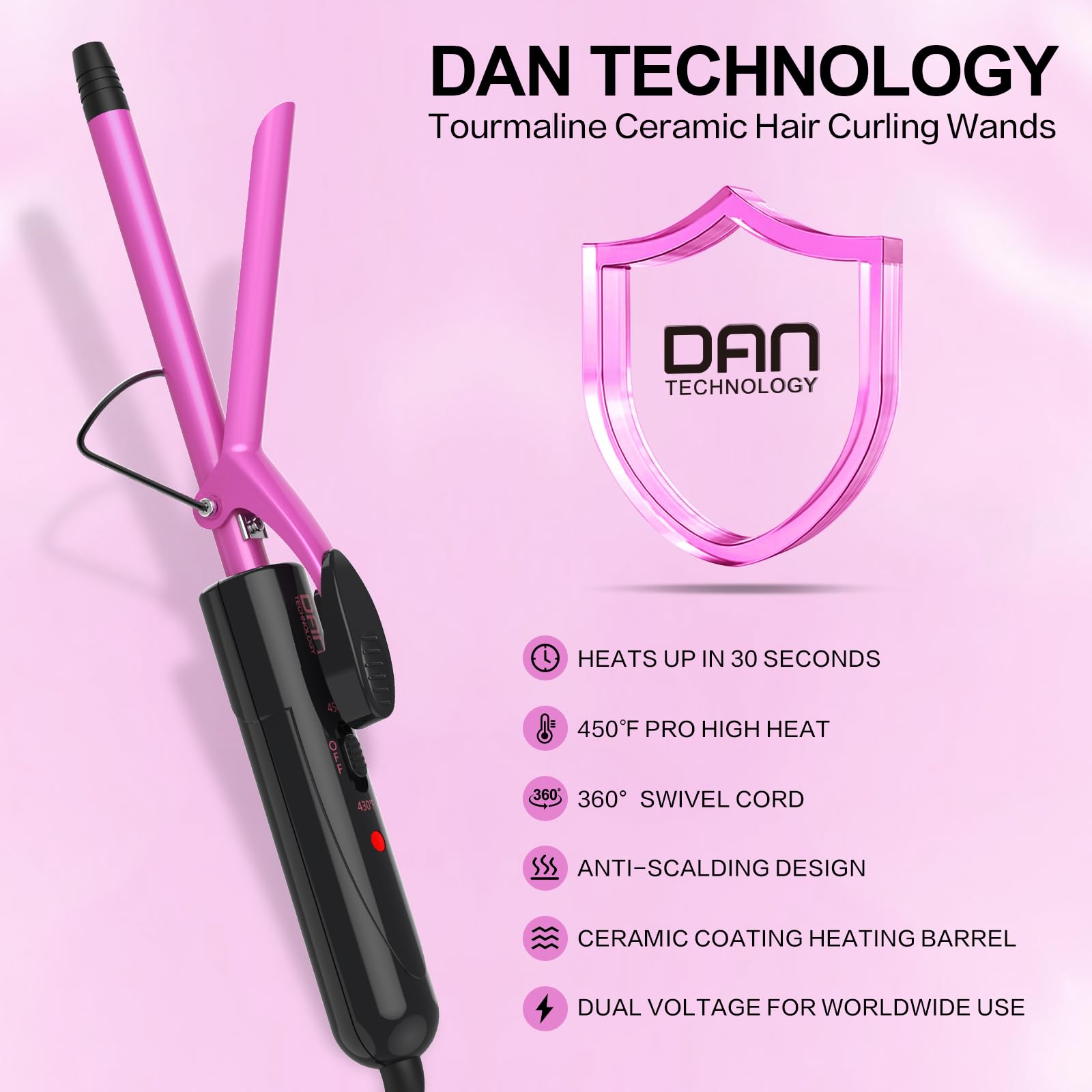 DAN Technology product packaging and label highlighting dual voltage feature