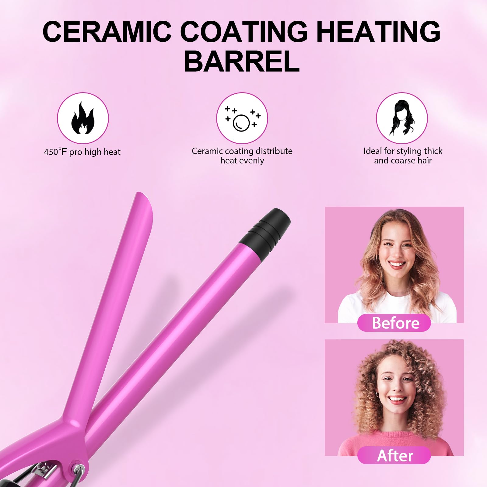 DAN Technology pink mini curling iron in travel bag, easy packing and portability
