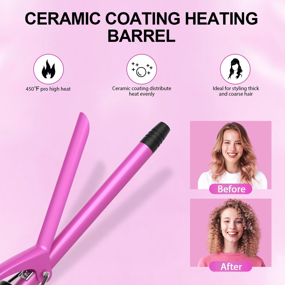 DAN Technology pink mini curling iron in travel bag, easy packing and portability