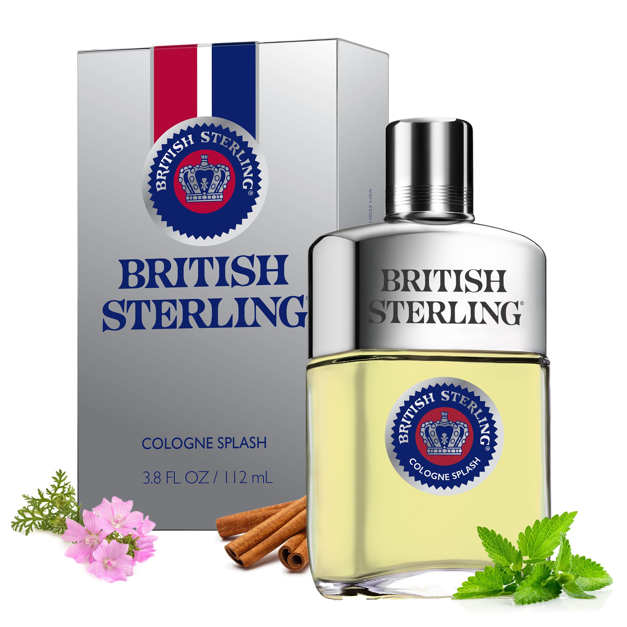 Dana British Sterling front view showing bottle and label benefit: recognizable classic scent